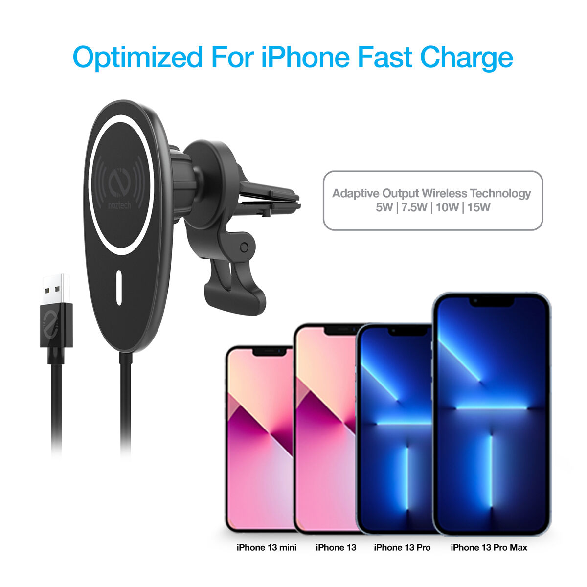 Naztech MagLock 15W Wireless Charging Vent Mount for MagSafe