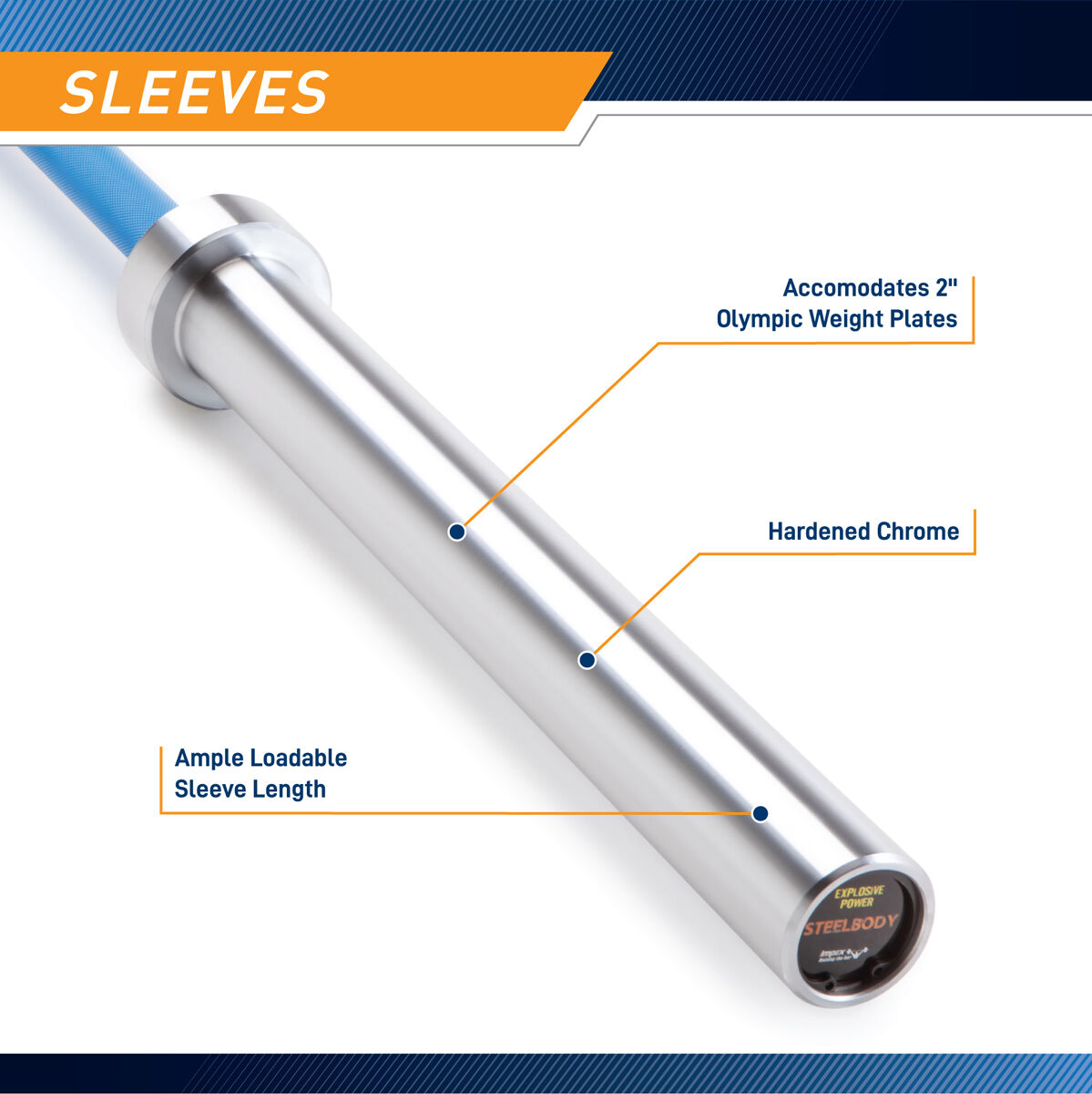 Steel Body 7' Blue Chrome OLYMPIC BAR