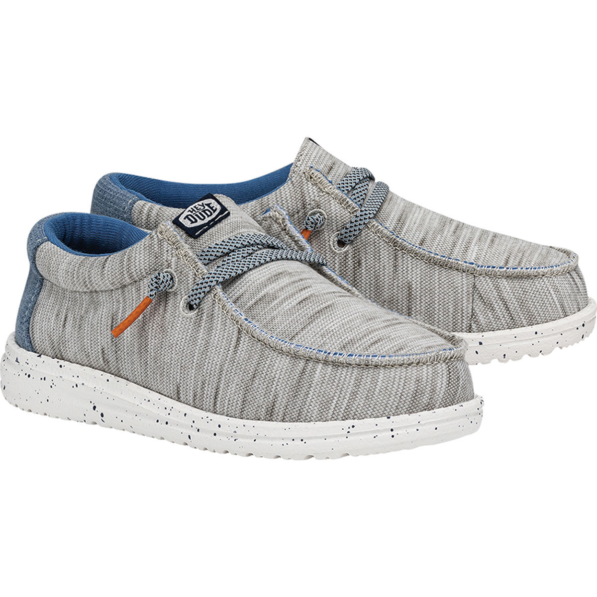 HeyDude Boys' Wally Youth Jersey Light Grey Shoes