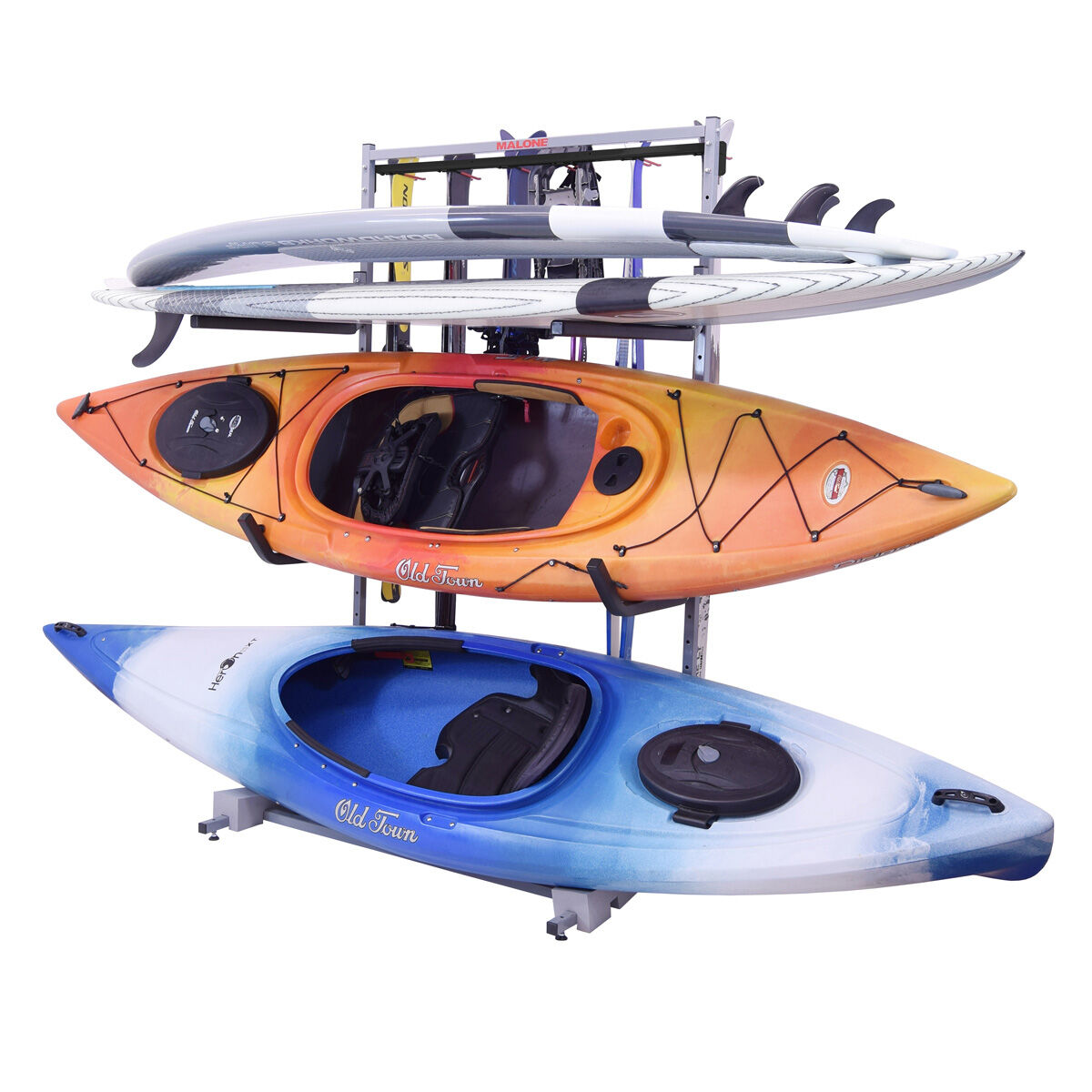 Malone FS Rack Floor Based Storage System 2 Kayak, 2 SUP, 6 Ski Storage Rack