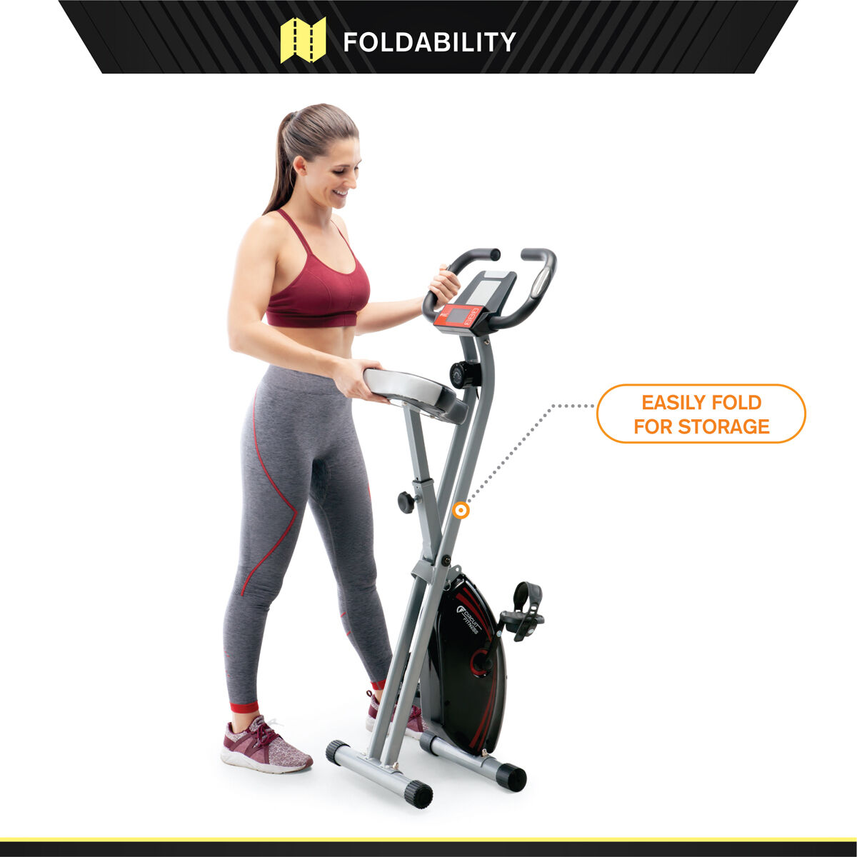 Circuit Fitness Folding Upright Exercise Bike with Adjustable Resistance