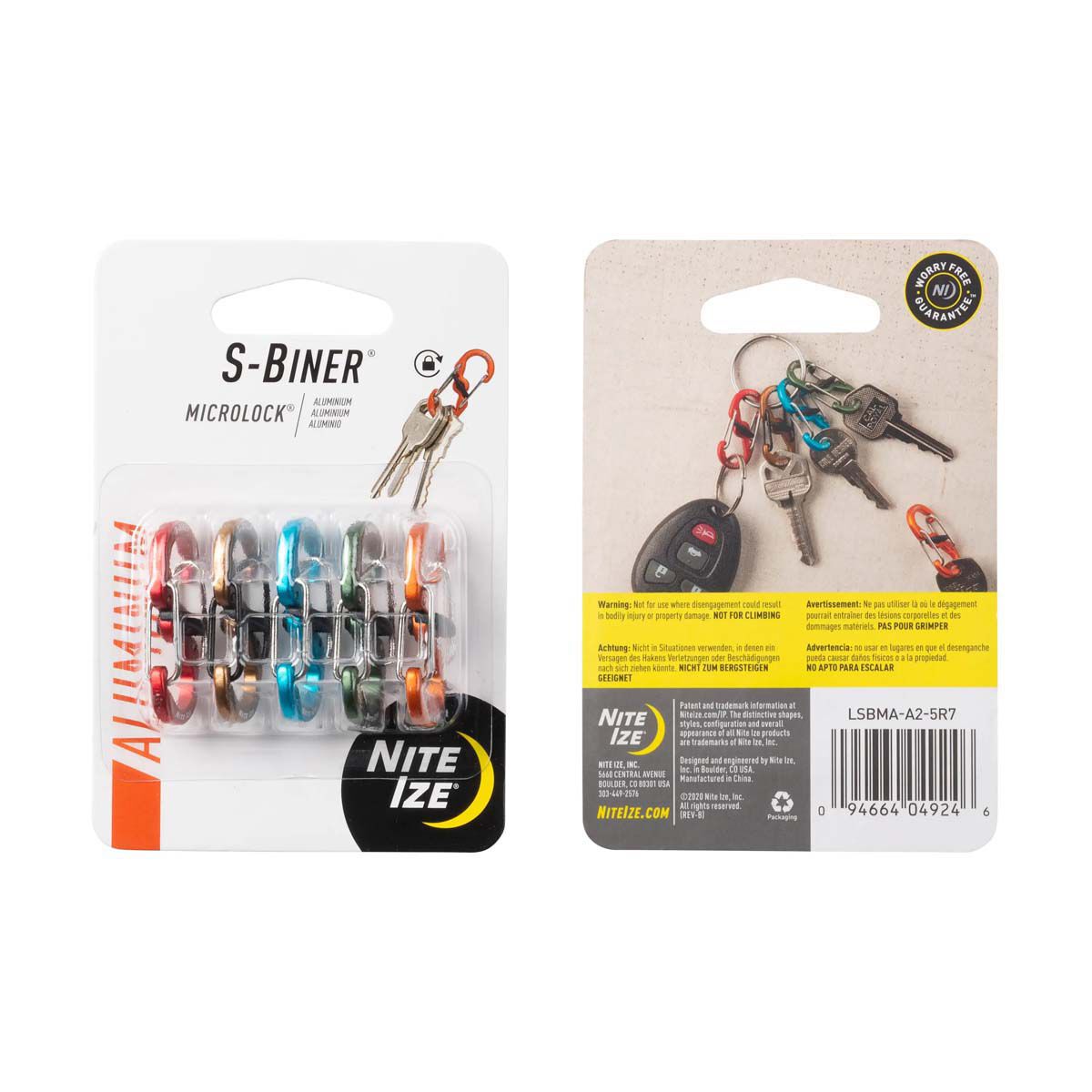 Nite Ize S-Biner® MicroLock® Aluminum - 5 Pack - Assorted