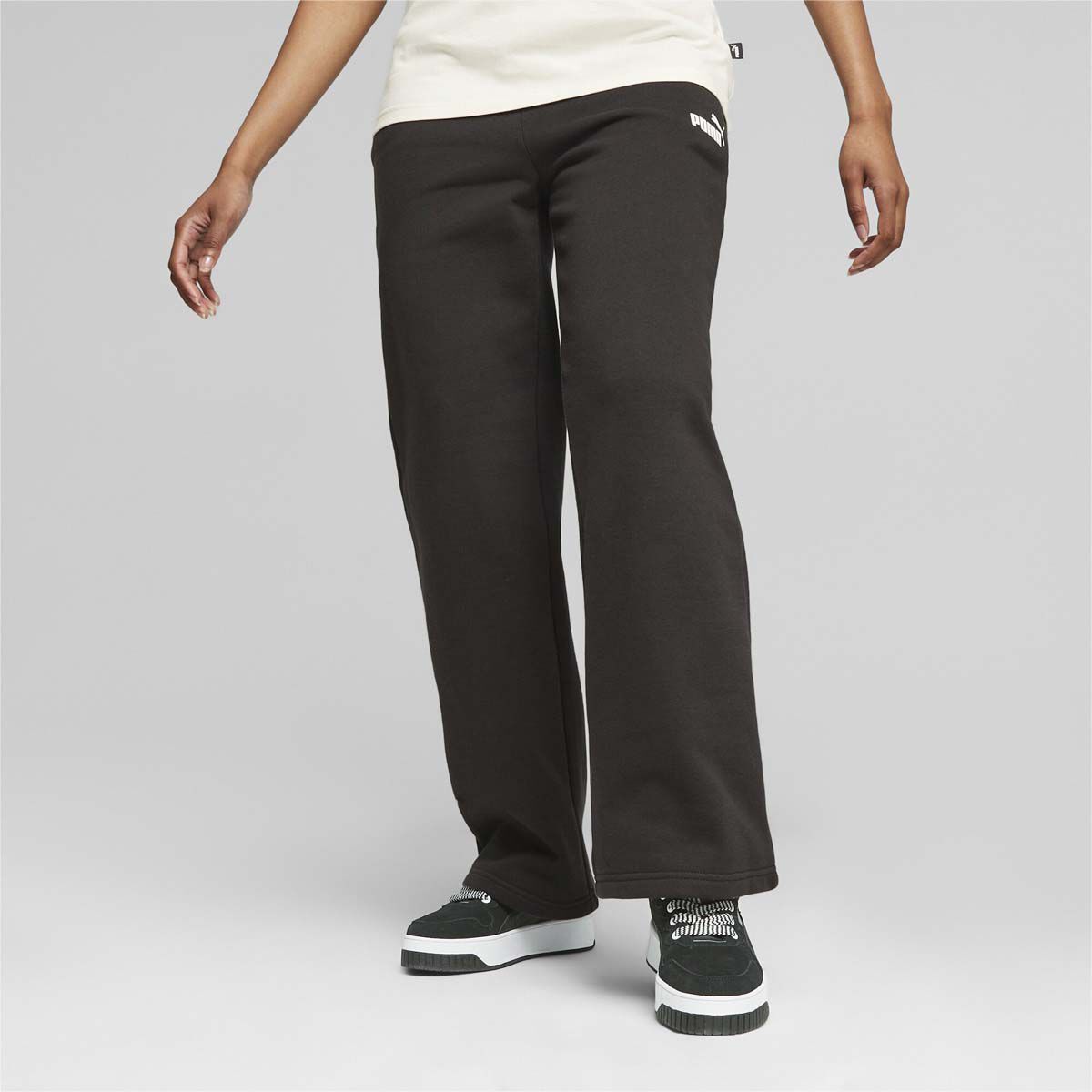 Puma Women's ESS+ Straight Leg Small Logo Pants Fleece Athletic Apparel