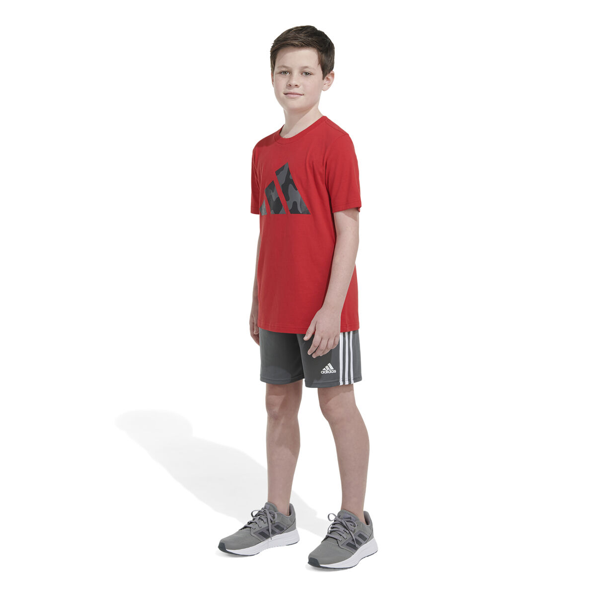 adidas Boys' Shorts Sleeve Camo Logo Tee