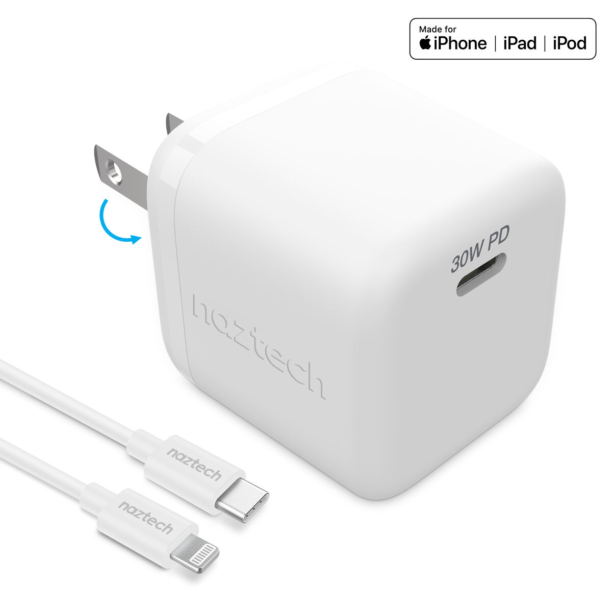 Naztech 30W USB-C PD Fast Wall Charger |  6ft USB-C Cable