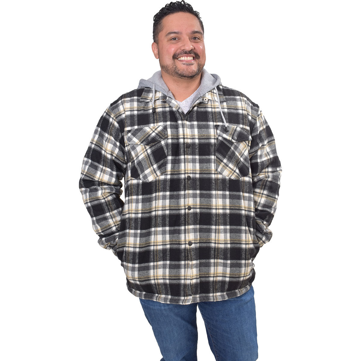 Flint Workwear Men's Sherpa Lined Plaid Flannel Jacket