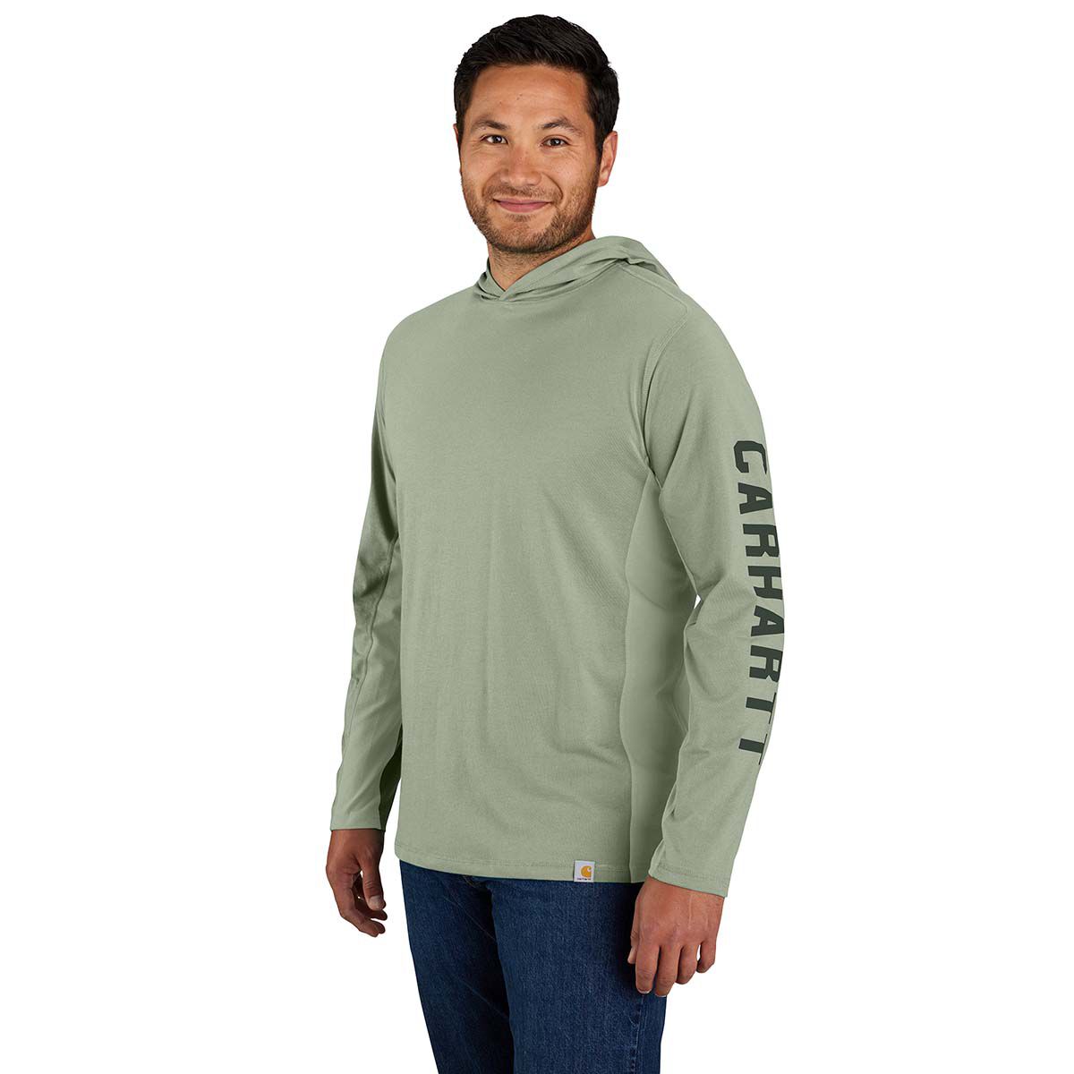 Carhartt Force Relaxed Fit Midweight Long-Sleeve Logo Graphic Hooded T-Shirt