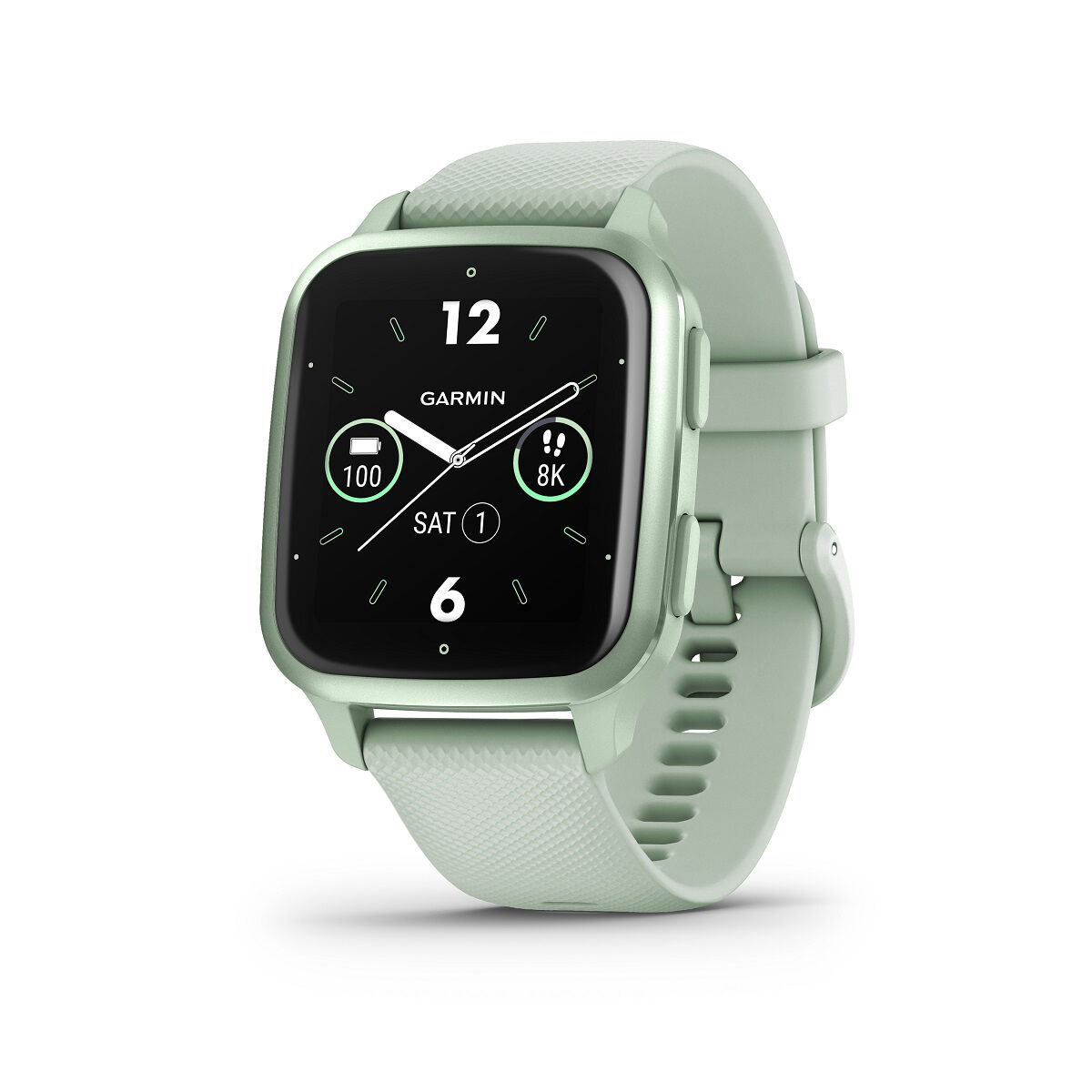 Garmin Venu® Sq 2, Metallic Mint Aluminum Bezel with Cool Mint Case and Silicone Band