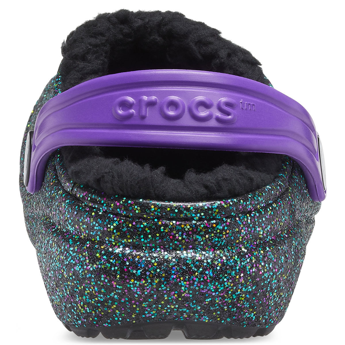 Crocs Youth Classic Lined Glitter Black Clogs