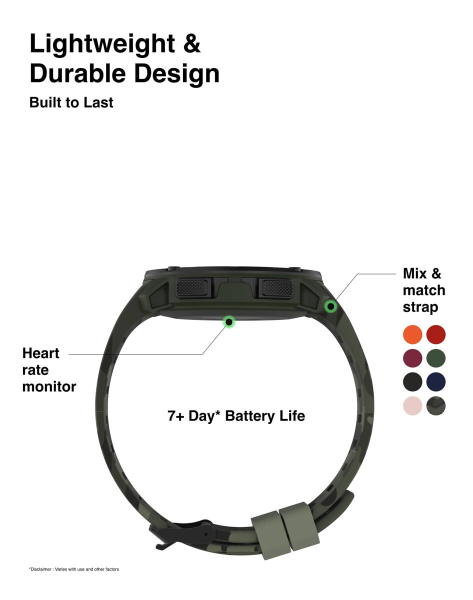 Itouch Explorer Smartwatch: Green Case with Green Camo Silicone Strap