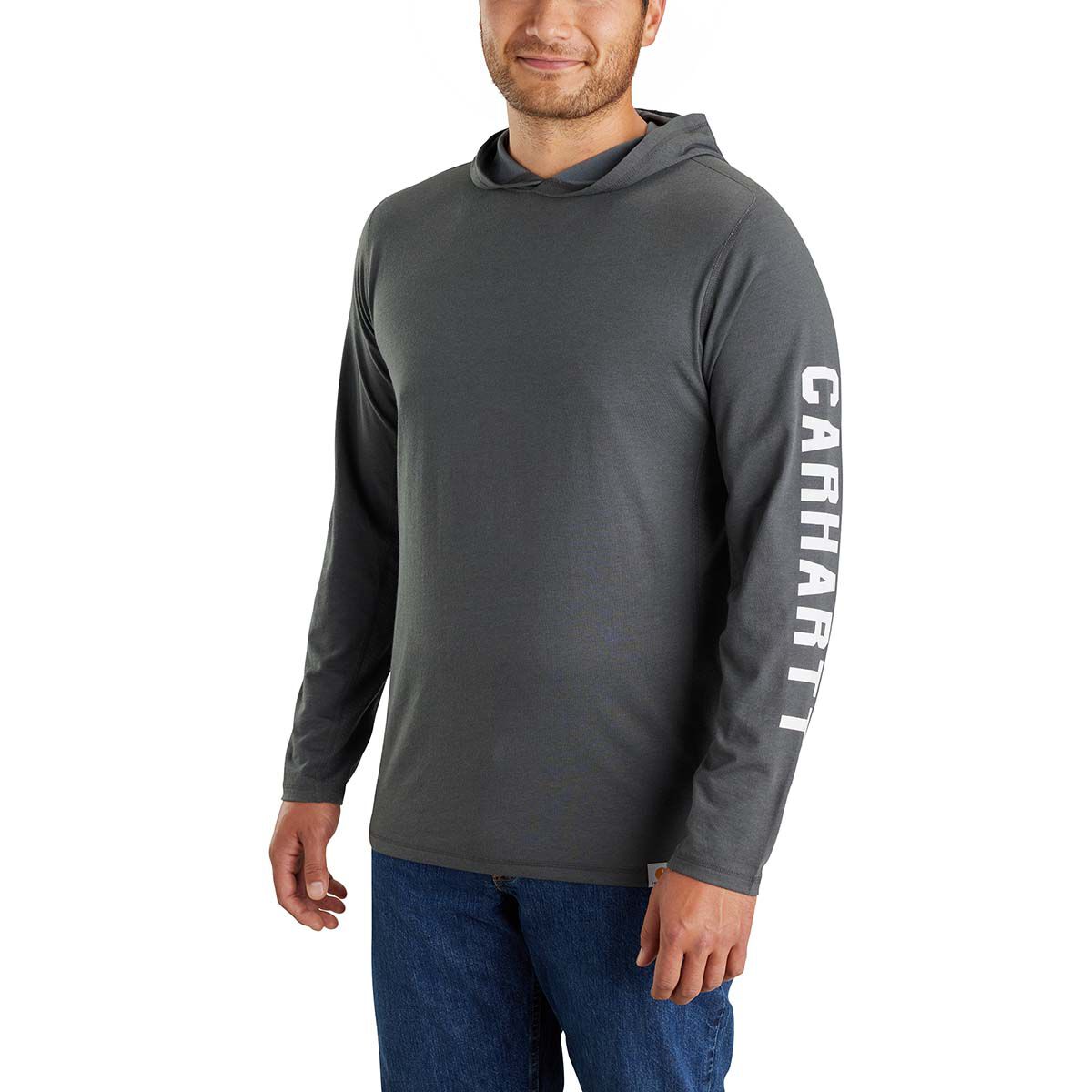 Carhartt Force Relaxed Fit Midweight Long-Sleeve Logo Graphic Hooded T-Shirt