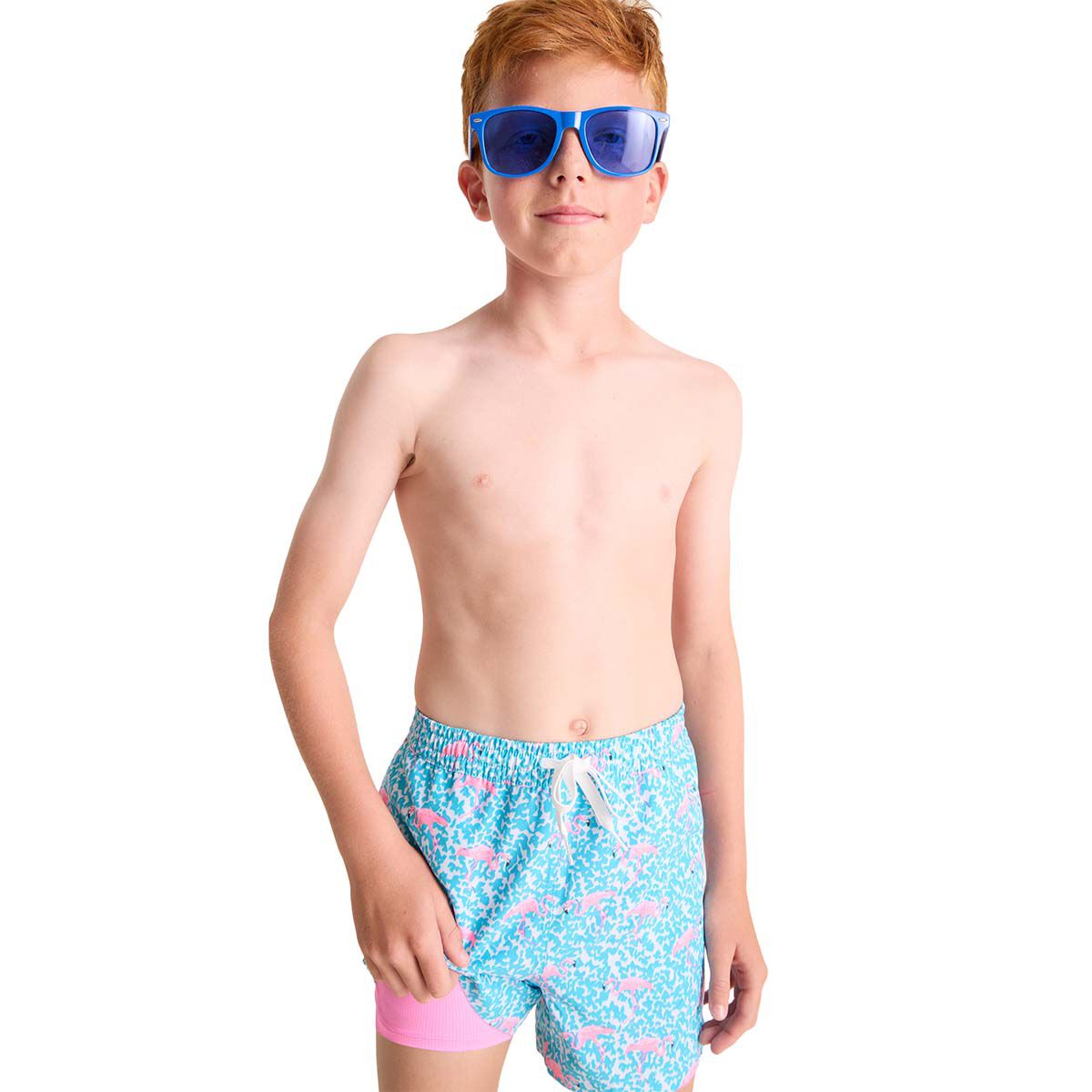 Chubbies Boys' Domingos Are For Flamingos Lined Classic Swim Trunk- Shorter