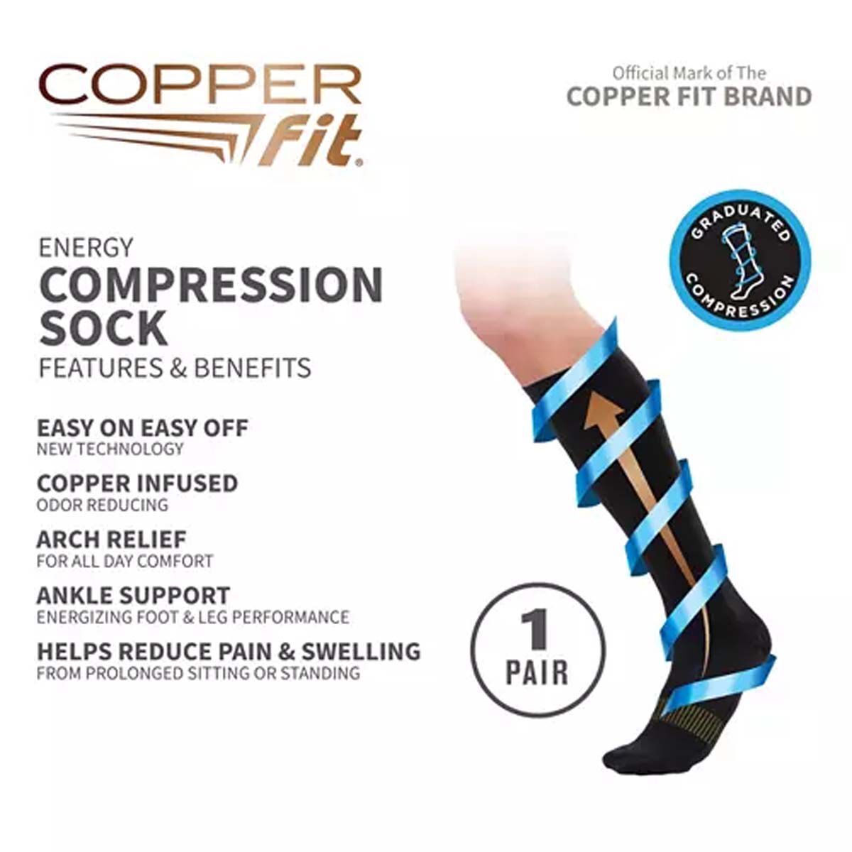 Copper Fit Compression Sock Knee Length