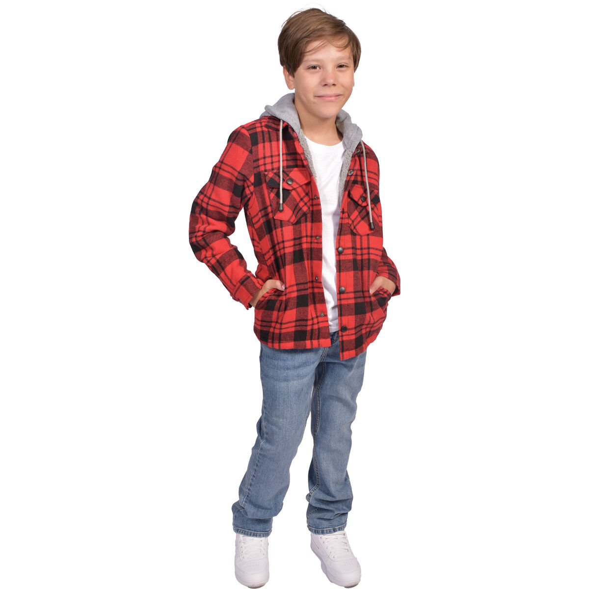 Flint Workwear Boys Flannel Sherpa Lined Shirt Jacket