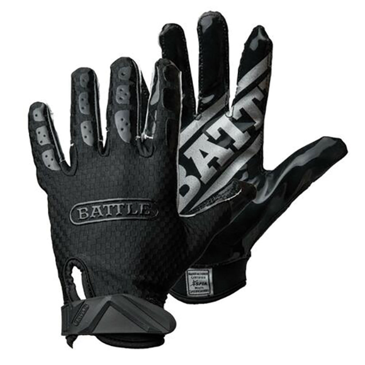 Battle Sports Football Glove-Triple Black-Adult S