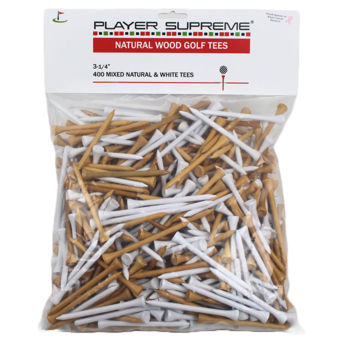 Player Supreme 3 1/4" White/Natural Tees 400 Pk Mix