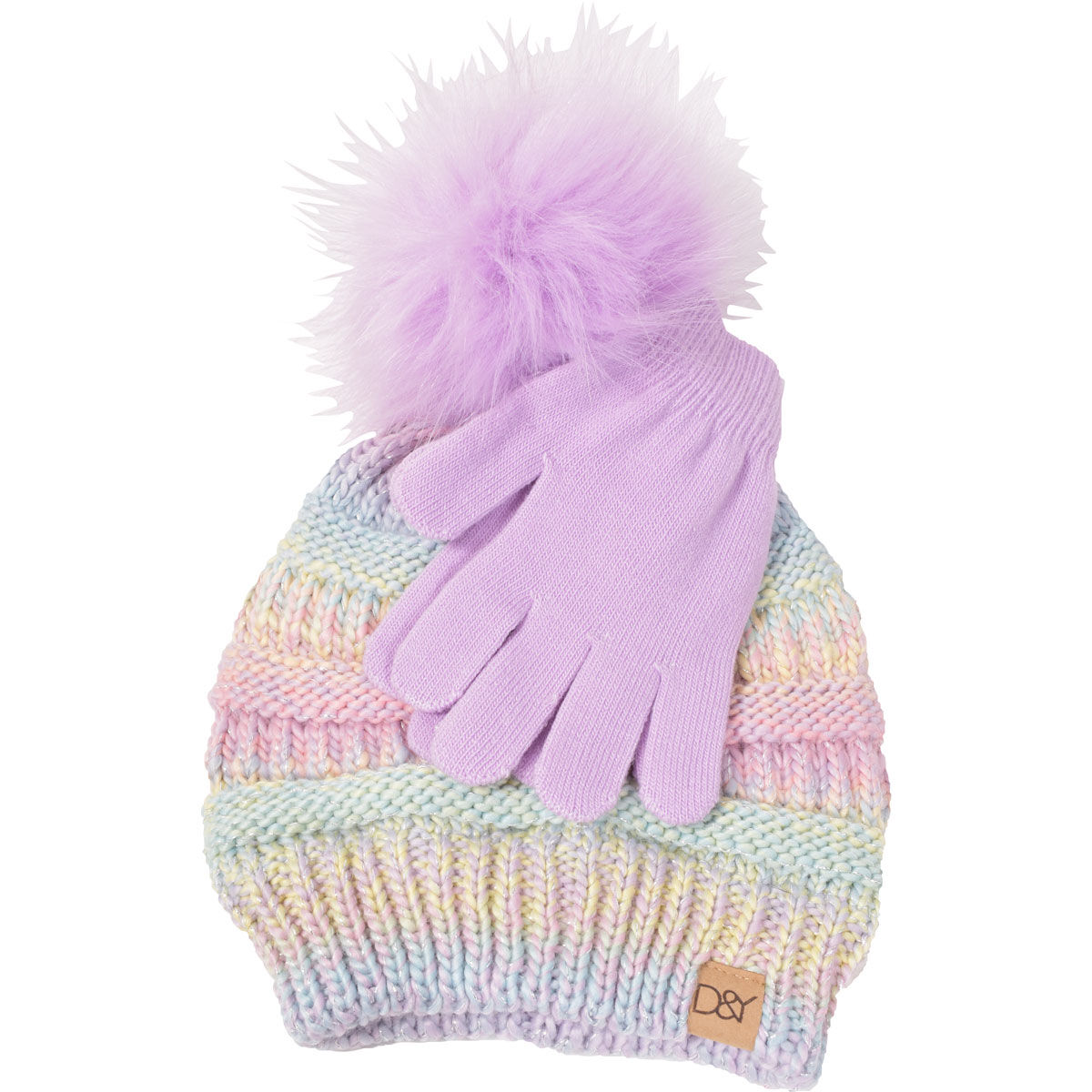 David & Young Girls' Beanie with Lurex and Fur