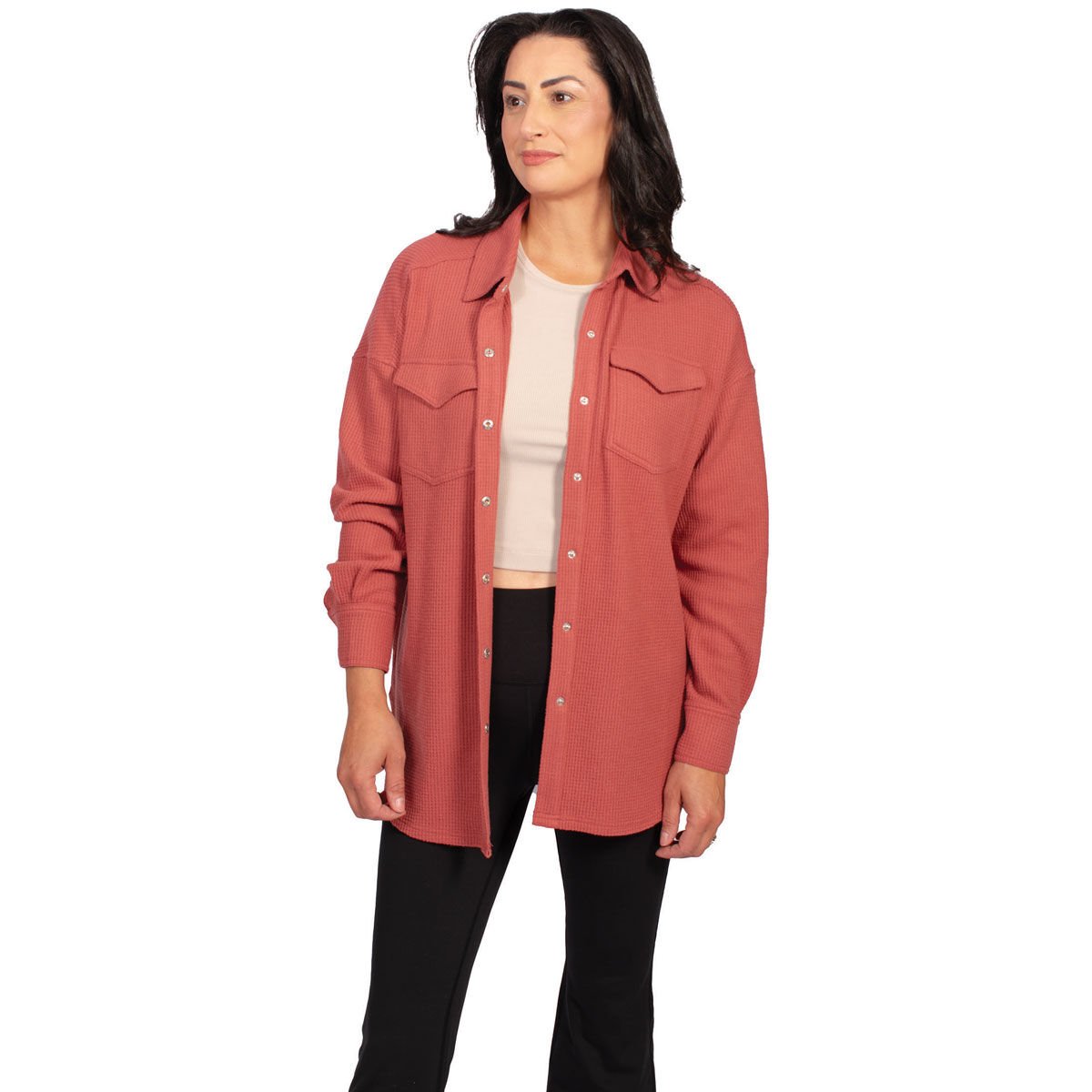 90 Degree Women's Brushed Waffle Shacket