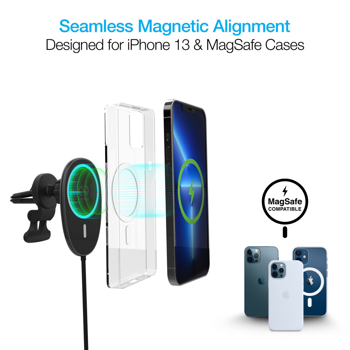 Naztech MagLock 15W Wireless Charging Vent Mount for MagSafe