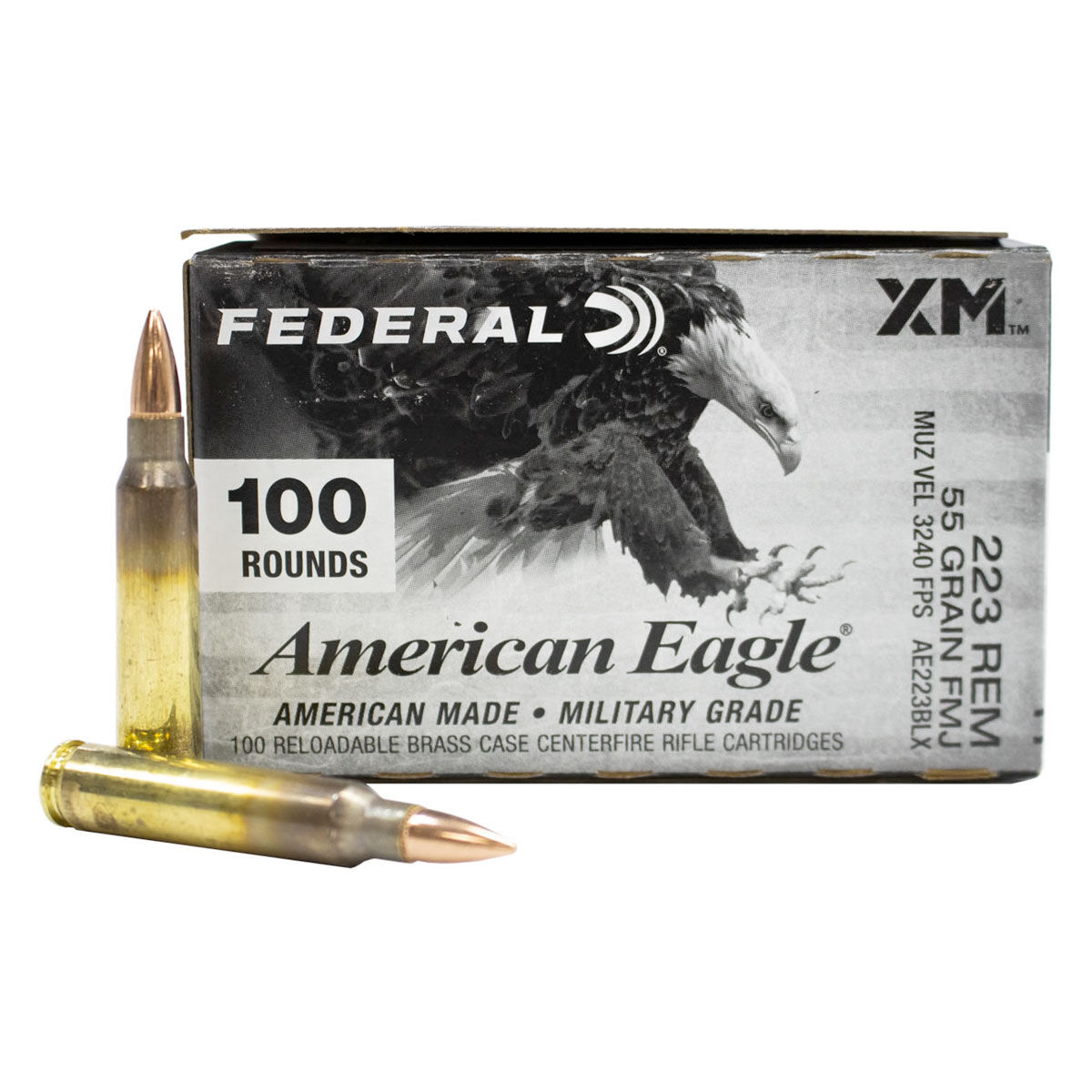 Federal 223 Rem 55GR FMJ BT Ammunition