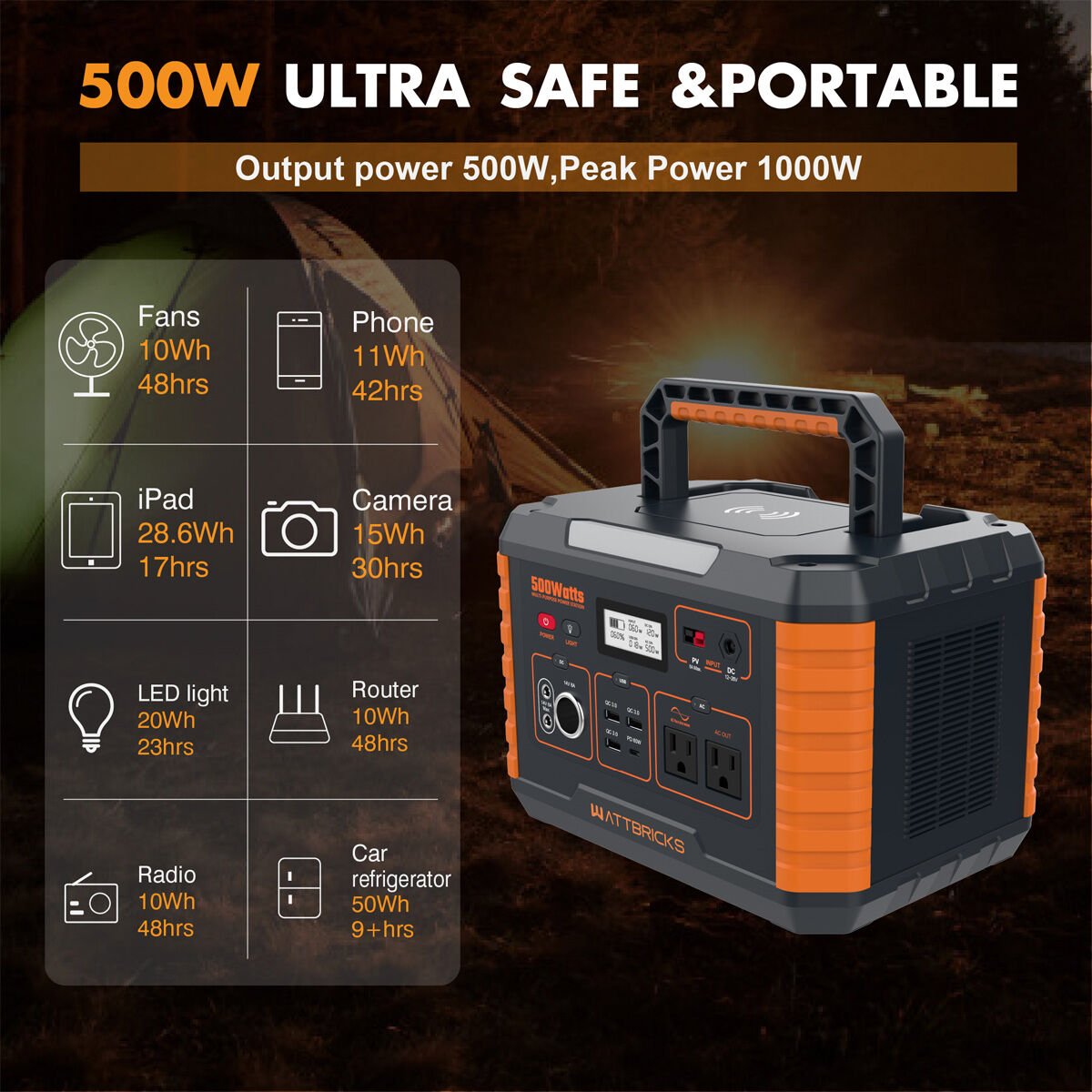 Wattbricks Ener 500W Portable Power Station