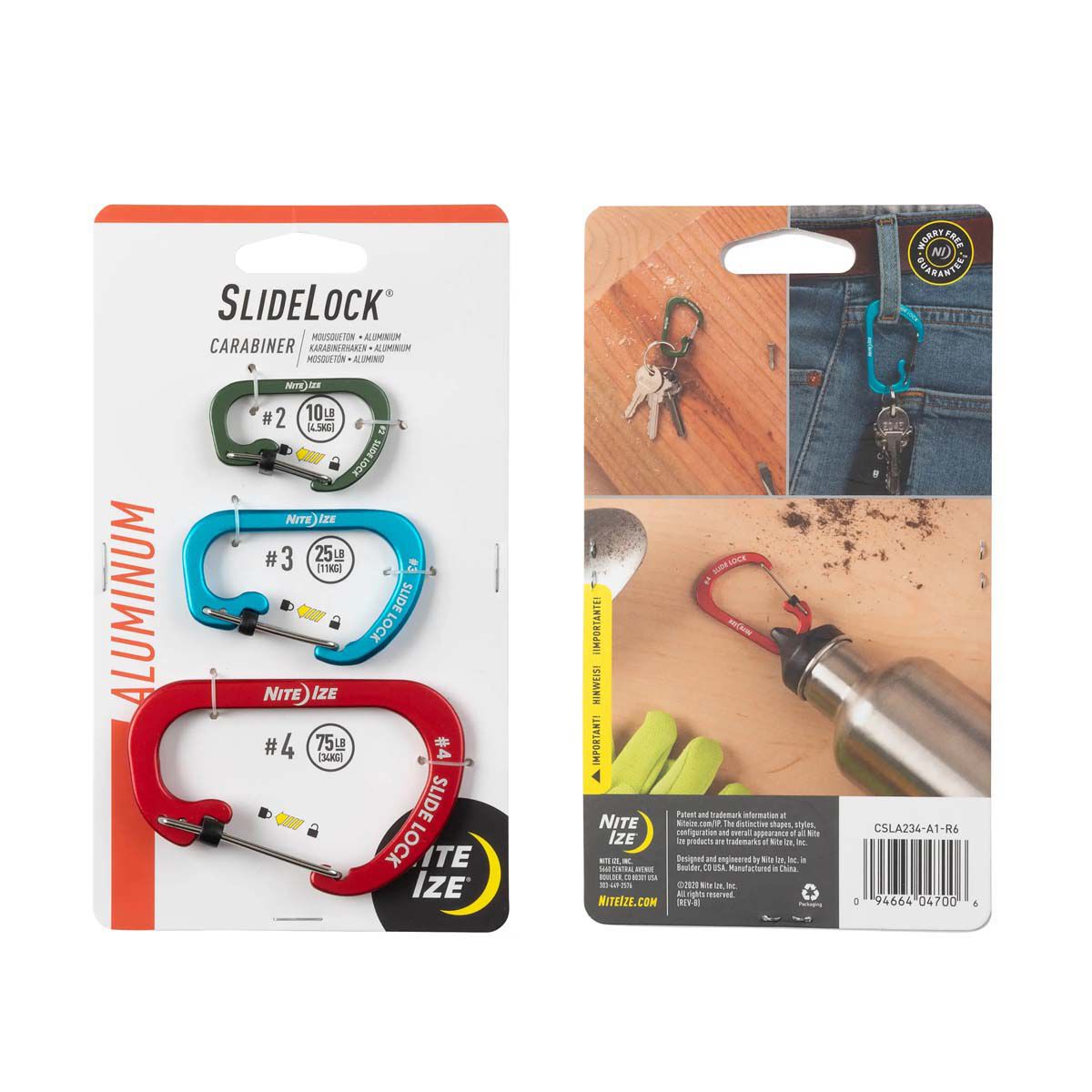 Nite Ize SlideLock® Carabiner Aluminum Combo - 3 Pack - Assorted