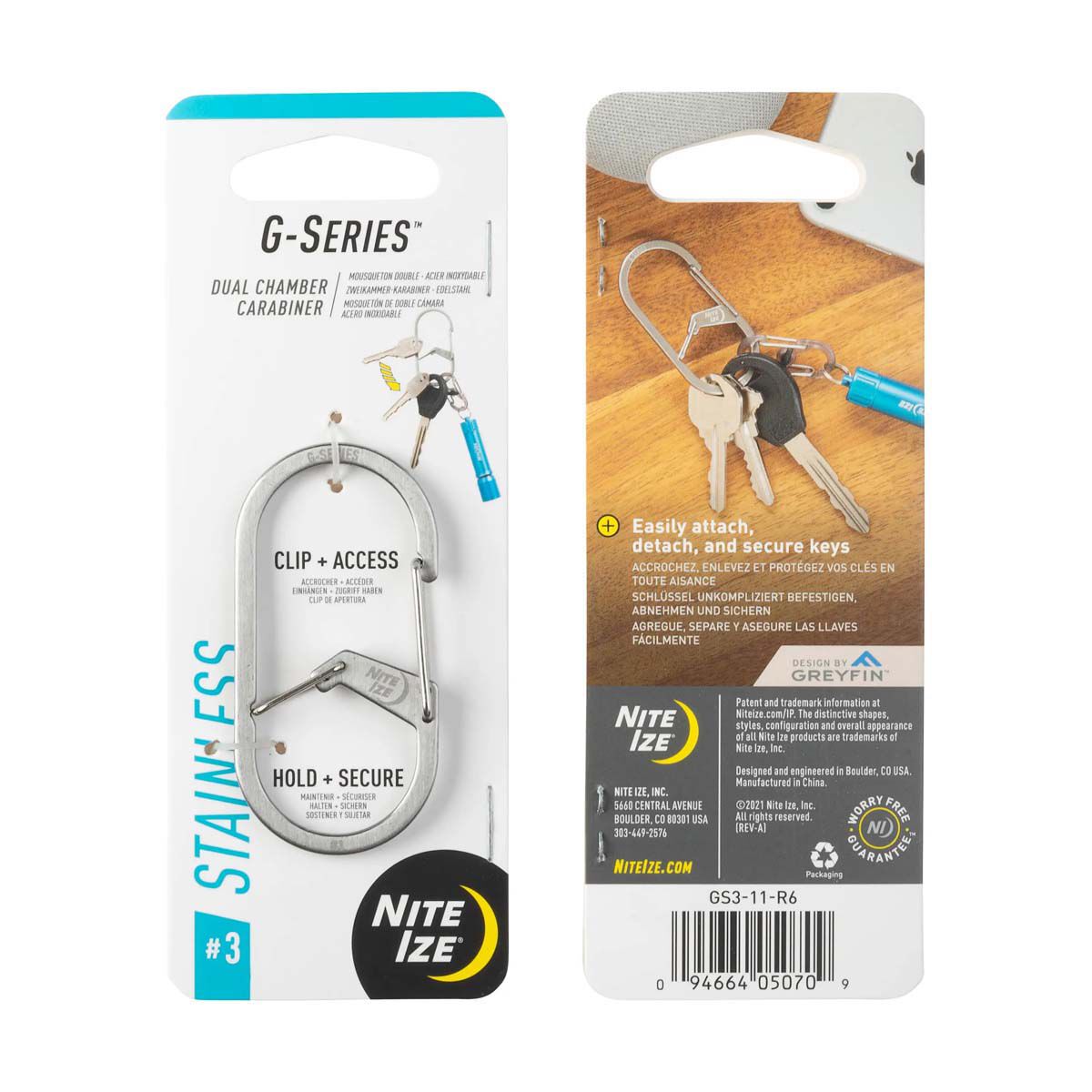 Nite Ize G-Series  Dual Chamber Carabiner #3 - Stainless