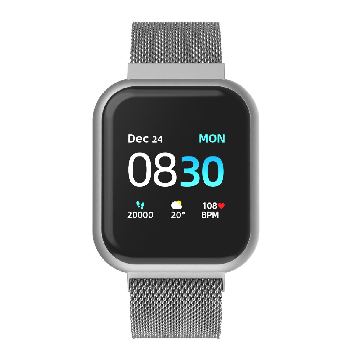 Itouch Air 3 Smartwatch: Silver Case with Silver Mesh Strap