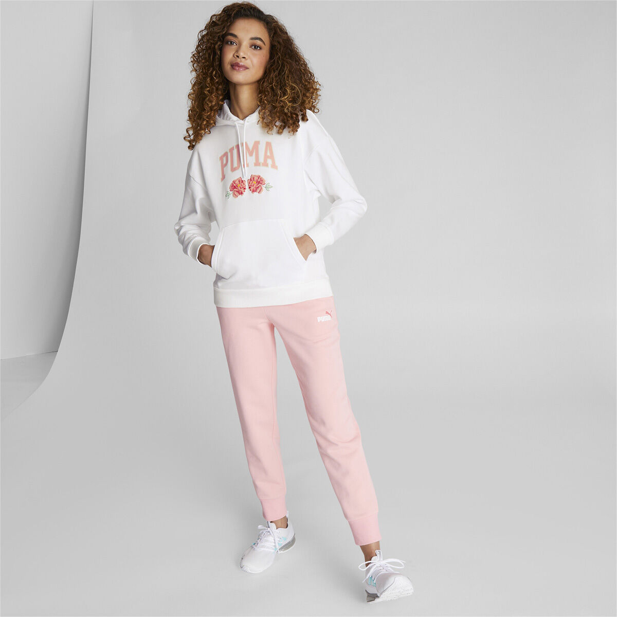 Puma Women's Floral Hoodie Fleece Athletic Apparel