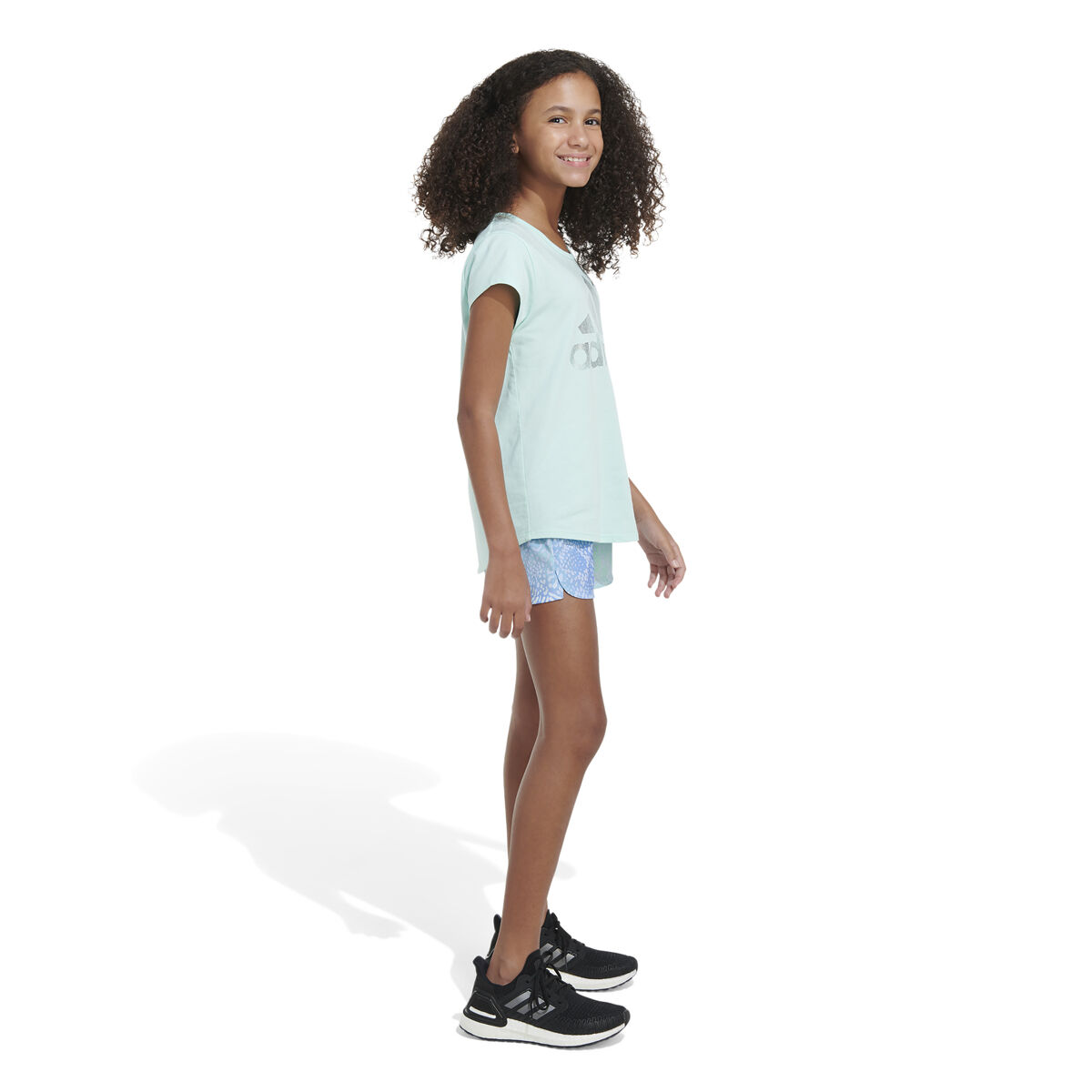 adidas Girls' AEROREADY® Elastic Waistband All Over Print Pacer Woven Shorts