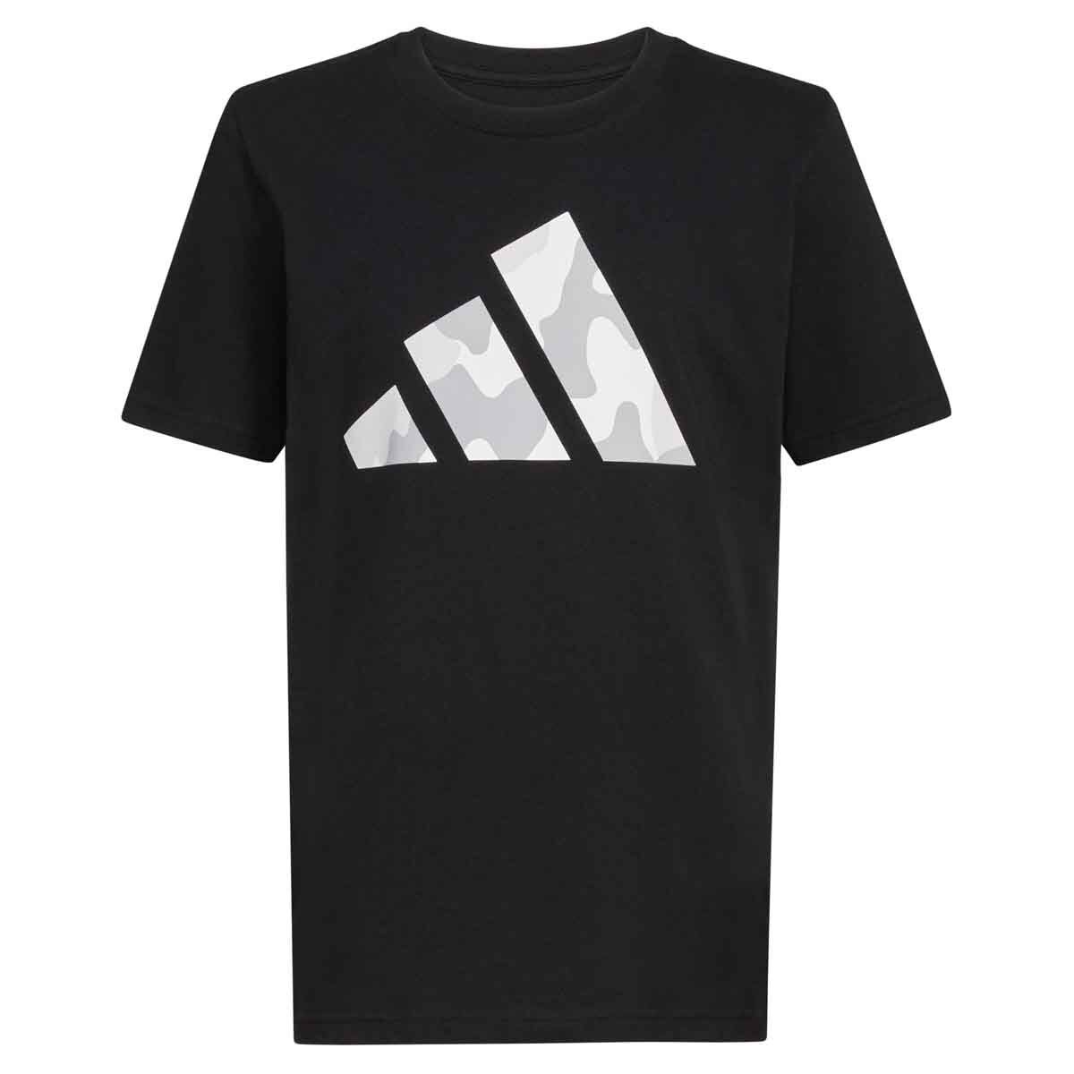 adidas Boys' Shorts Sleeve Camo Logo Tee