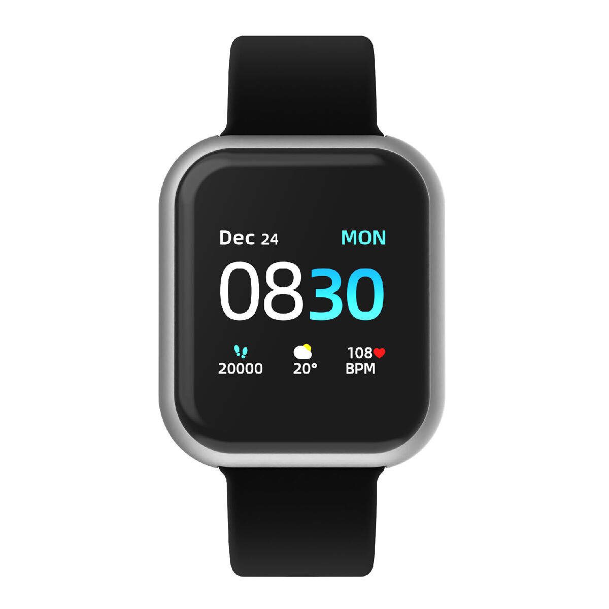 Itouch Air 3 Smartwatch: Silver and Black Strap 44 MM