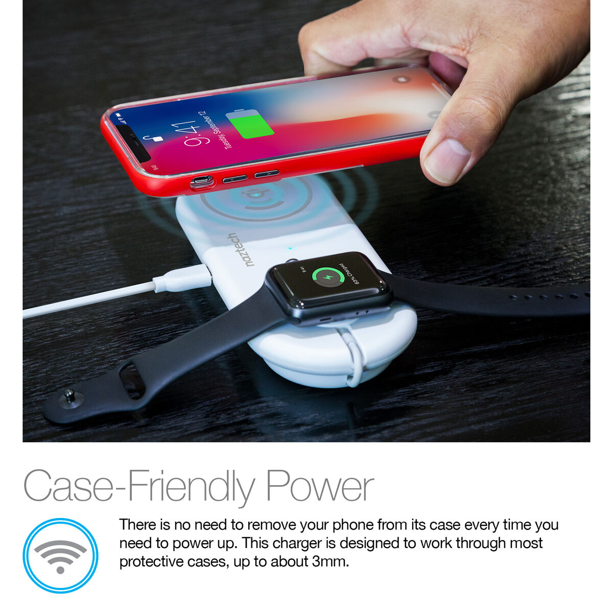 Naztech Power Pad Duo Qi Wireless Fast Charger White