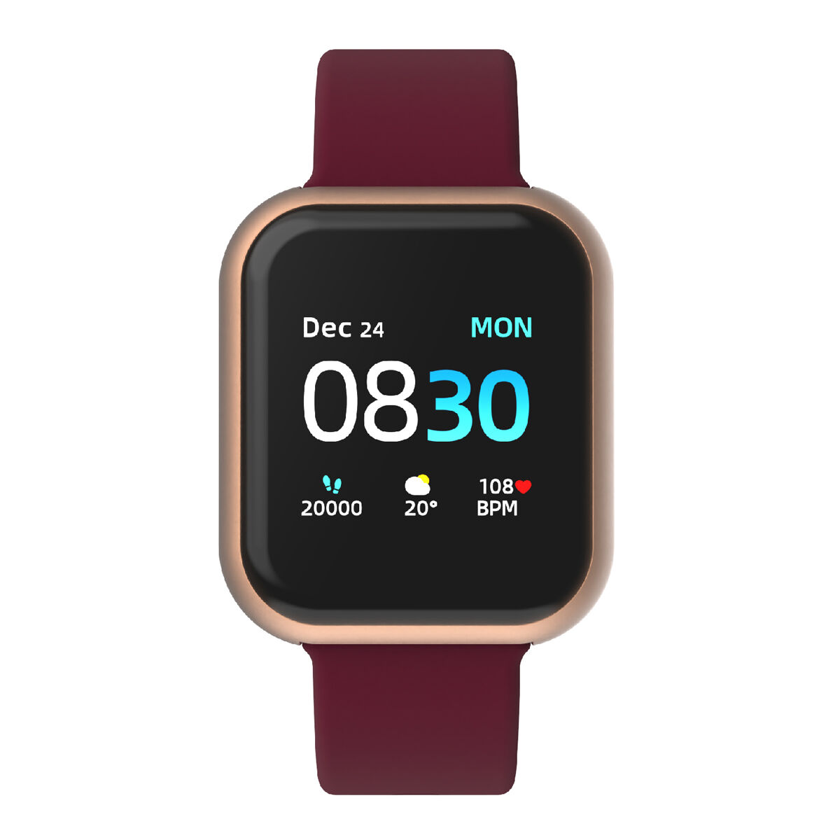 Itouch Air 3 Smartwatch: Rose Gold Case with Merlot Strap