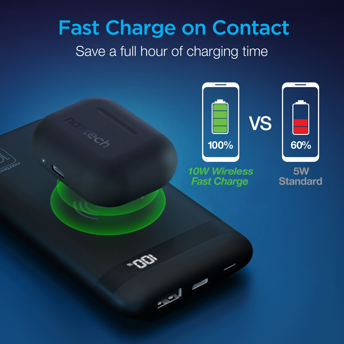 Naztech PowerBolt PD 1000mAh Wireless Power Bank with MFI Input