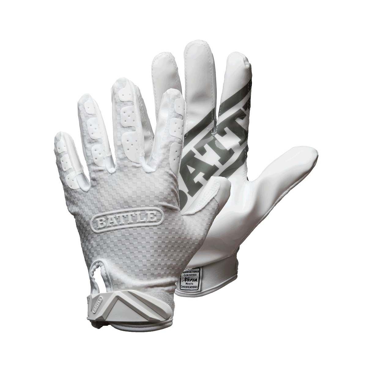 Battle Sports Football Glove-Triple White-Youth S