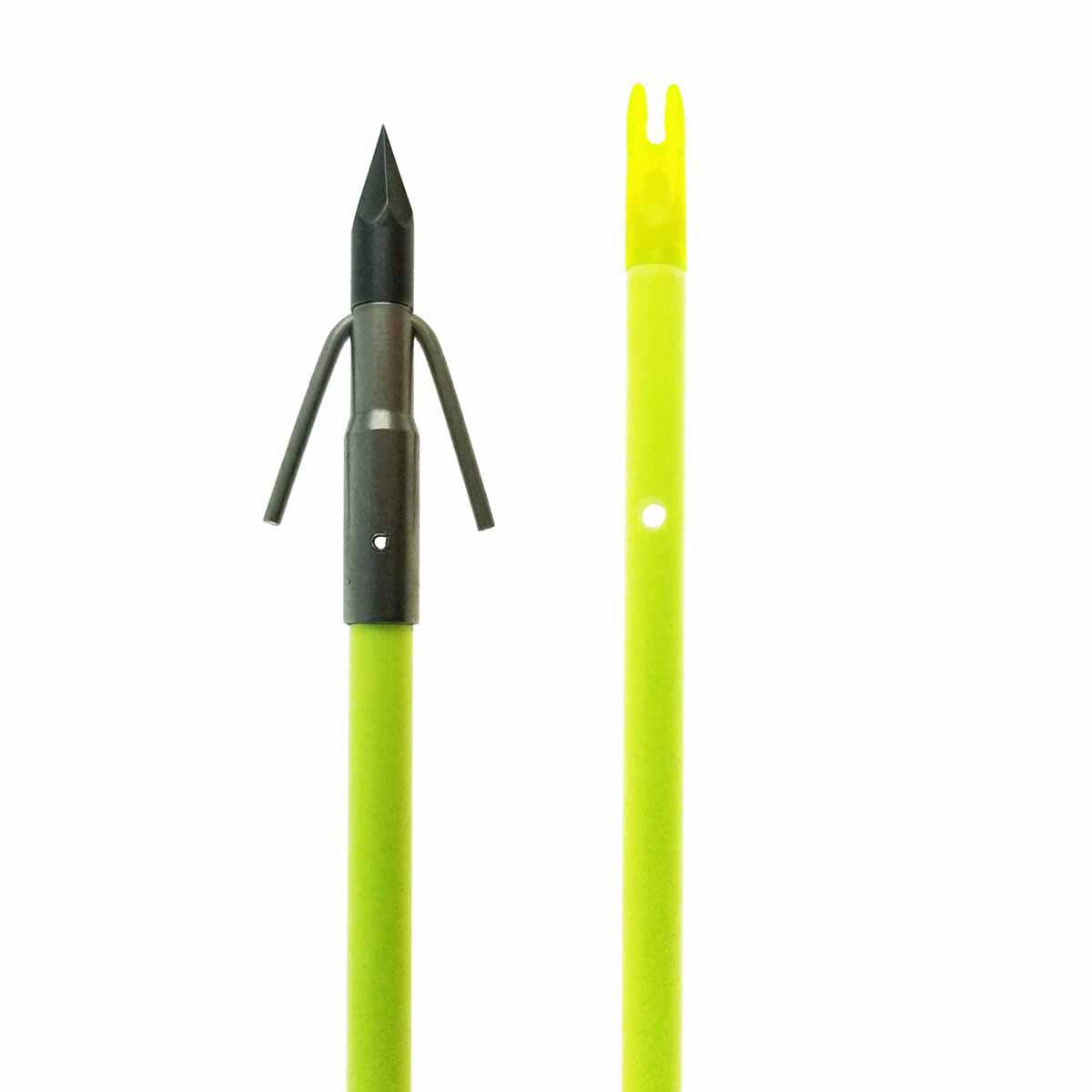 Muzzy Classic Chartreuse Fish Arrow with Gar Point (nock, bottle slide installed)