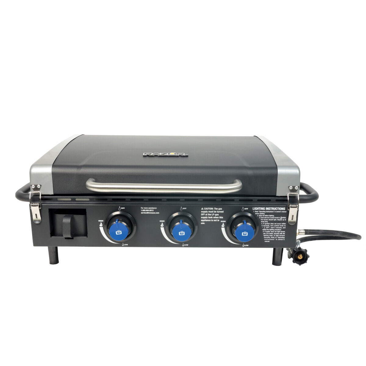 Razor 3-Burner Portable Griddle with Lid