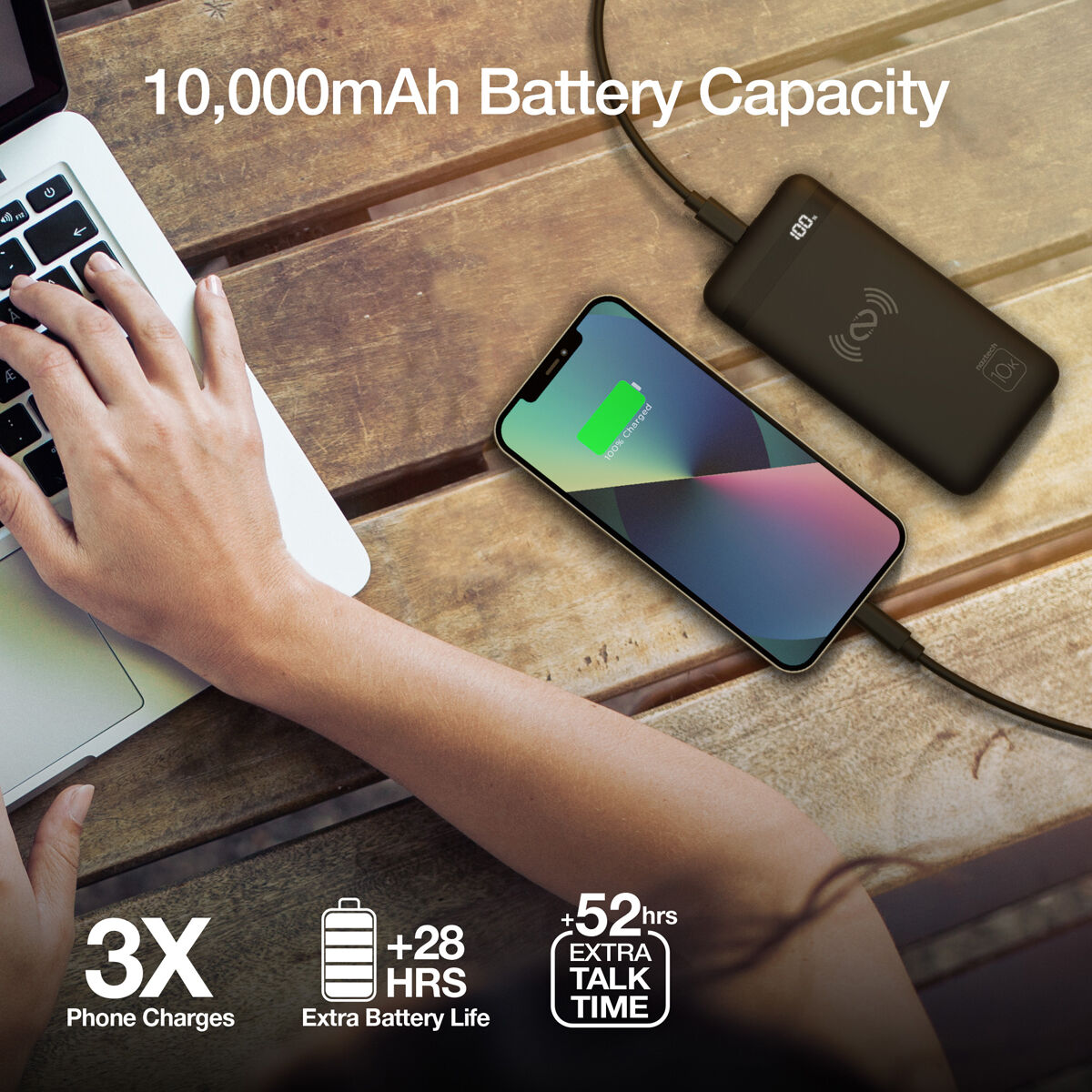 Naztech PowerBolt PD 1000mAh Wireless Power Bank with MFI Input
