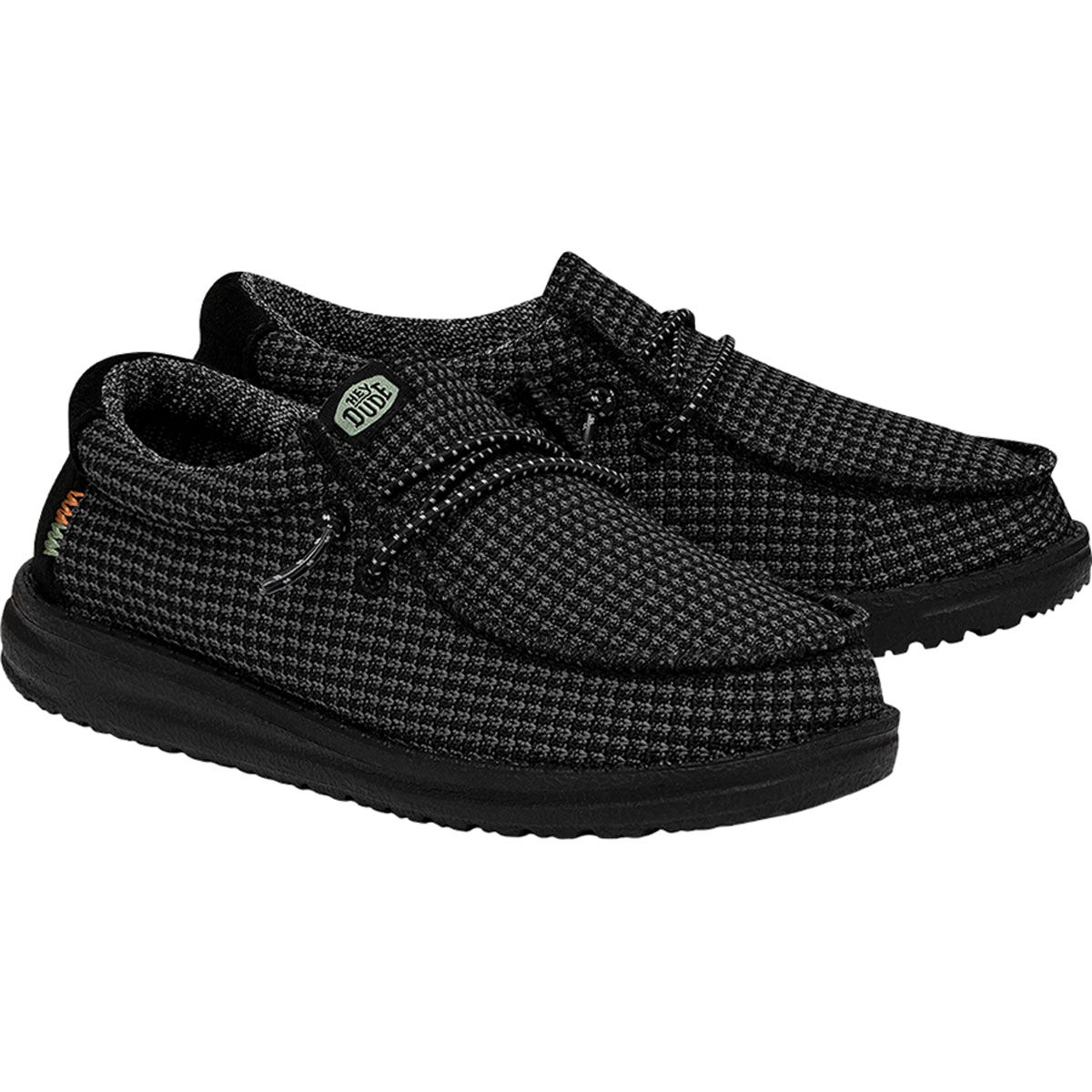 HeyDude Boys' Wally Youth Sport Mesh Black Shoes
