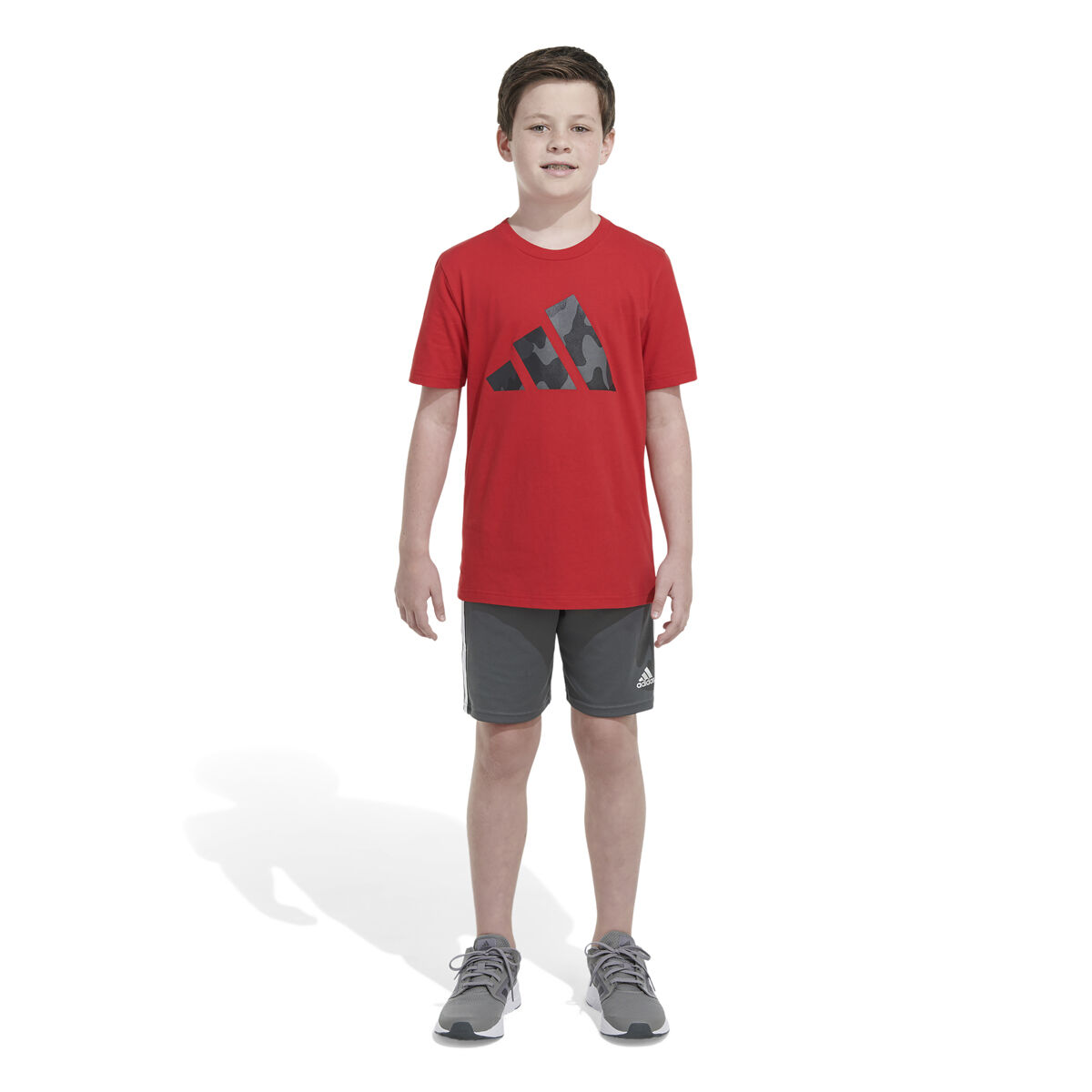 adidas Boys' Shorts Sleeve Camo Logo Tee