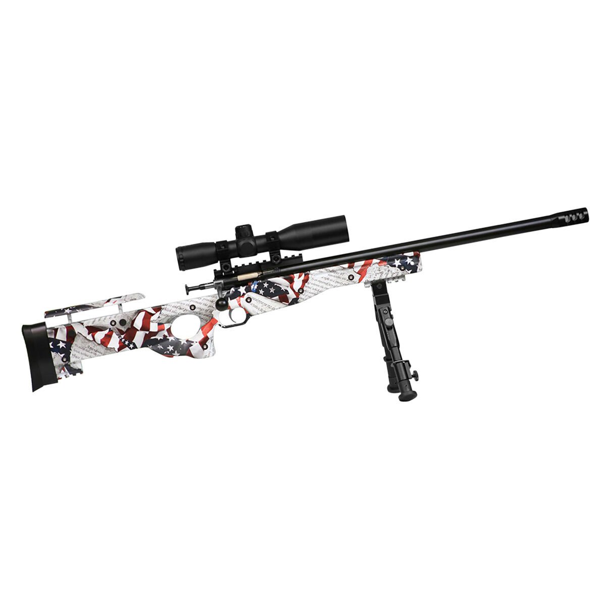 Crickett KSA2153 Precision Complete Package 22 LR 1rd 16.12  Blued American Flag   Amendment Fixed Thumbhole Stock Right Hand (Youth) Centerfire Rifle