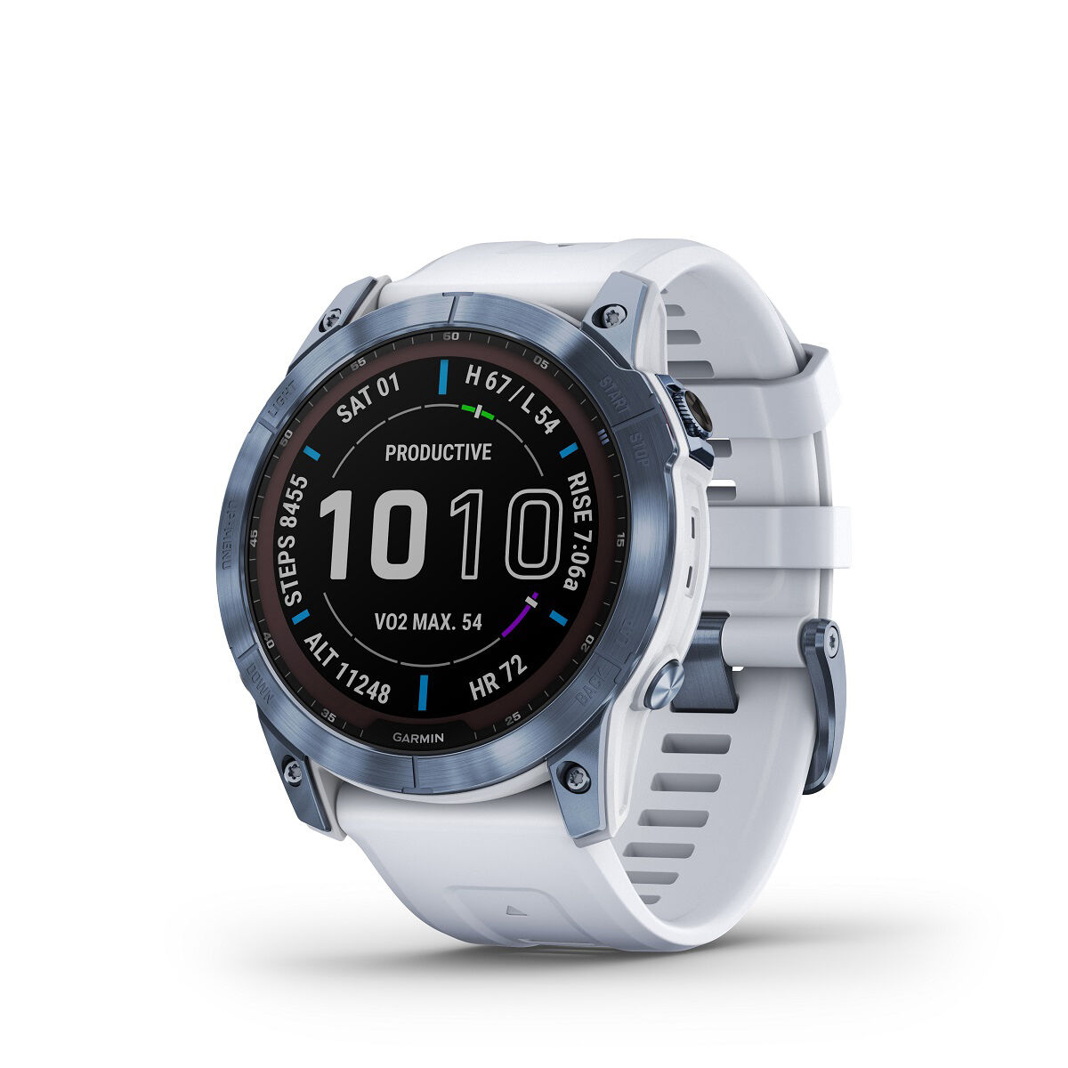 Garmin f?nix® 7X Sapphire Solar, Mineral Blue DLC Titanium with Whitestone Band