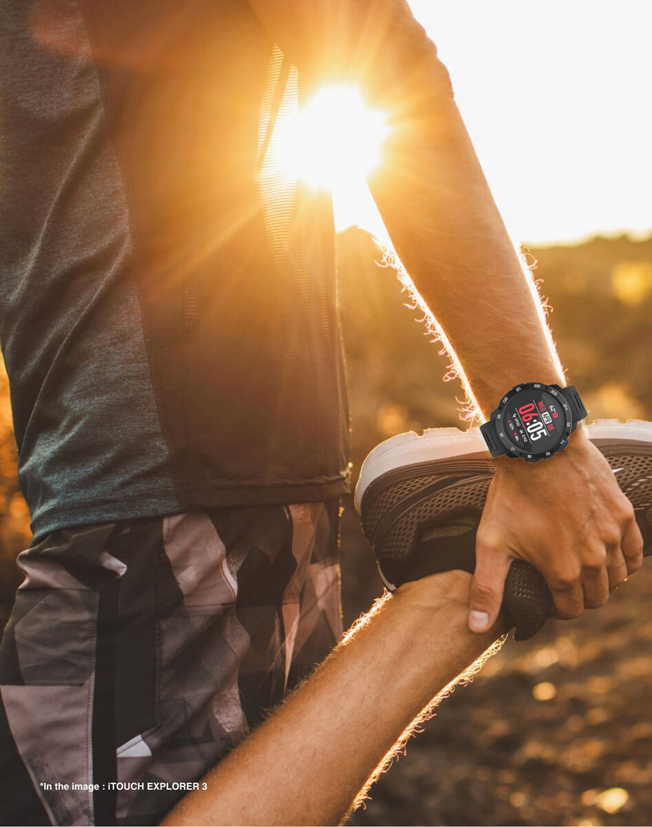 Itouch Explorer Smartwatch: Black Case and Black Silicone Strap