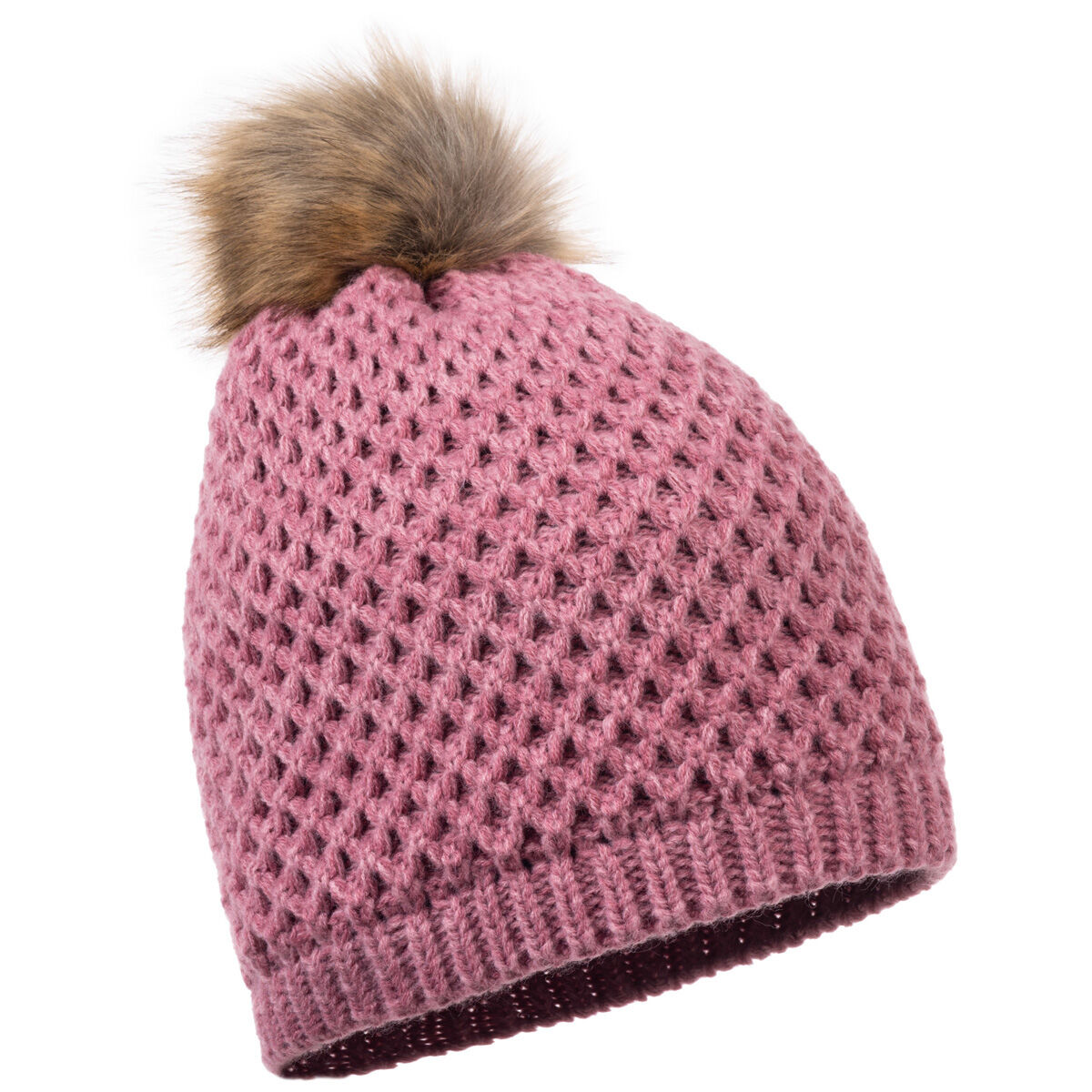 Huntworth Women's Sherpa Lined Fur Pom Beanie