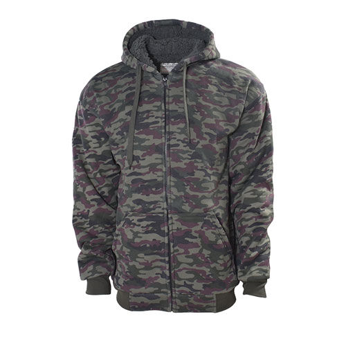 Big Ball Sports Men's All Over Print Green Camo Berber Hoodie