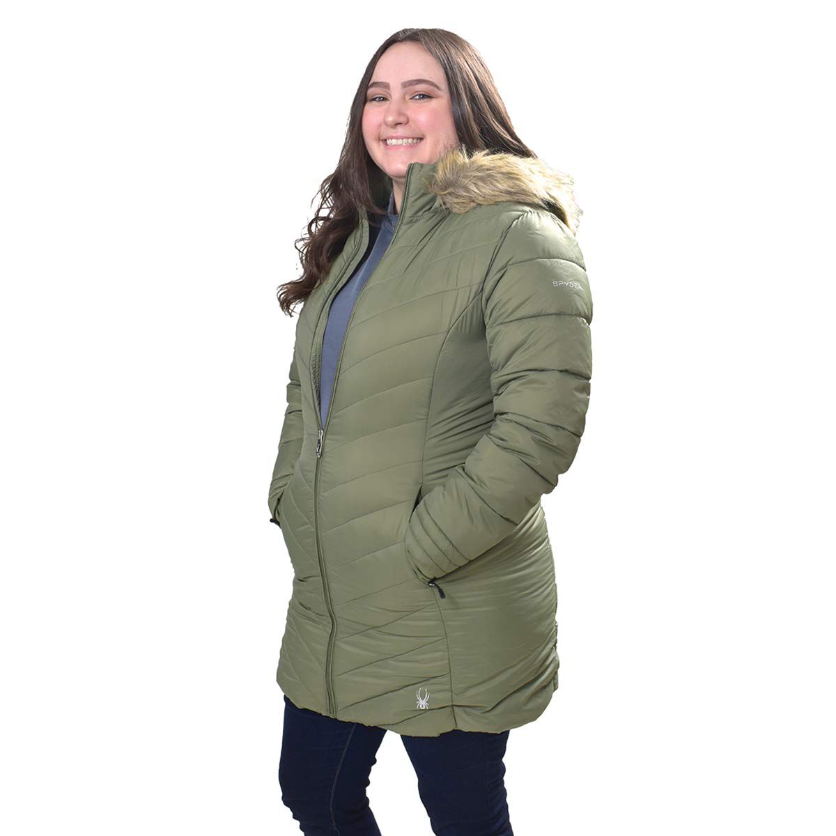 Spyder Women's Boundless Fur Long Puffer