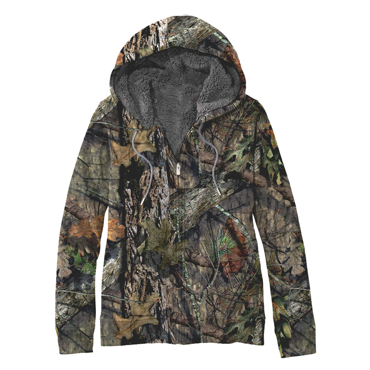 World Famous Men's Camo Full Zip Sherpa Hoody - Mossy Oak Breakup