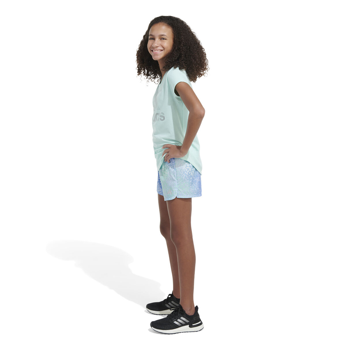 adidas Girls' AEROREADY® Elastic Waistband All Over Print Pacer Woven Shorts