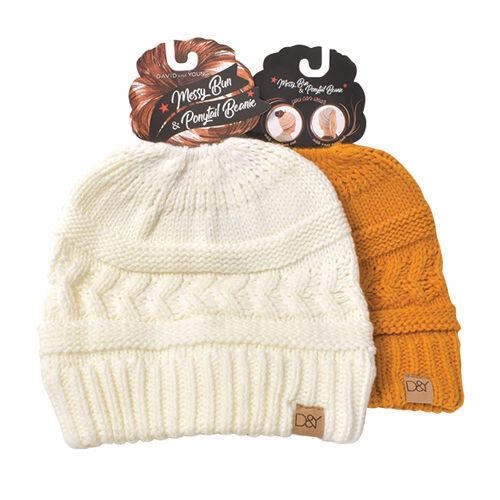 David & Young Women's Ponytail Elastic Beanie